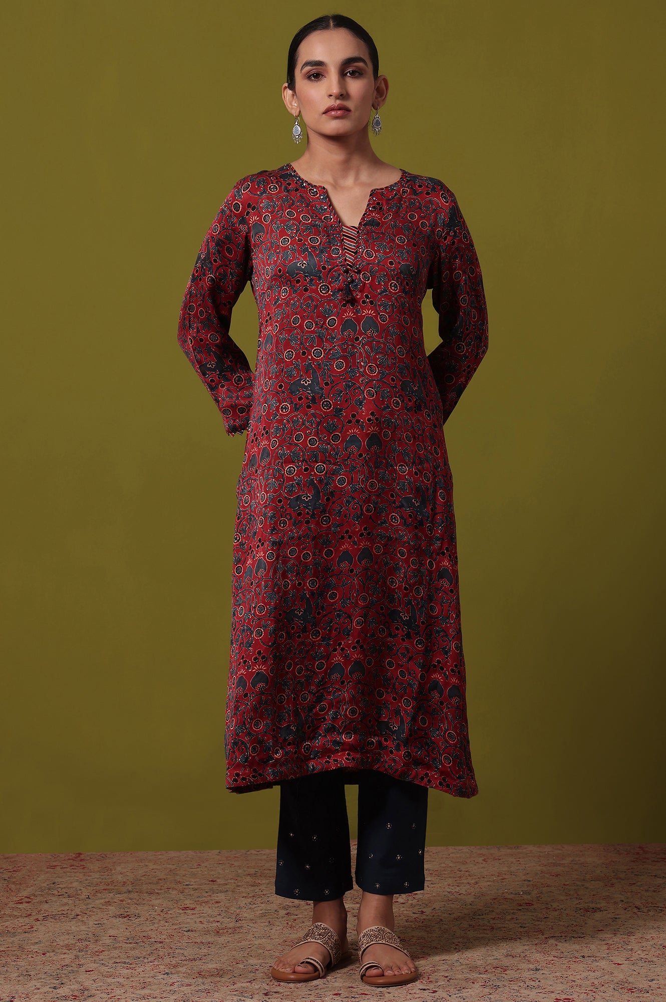Printed A-line Viscose Kurta