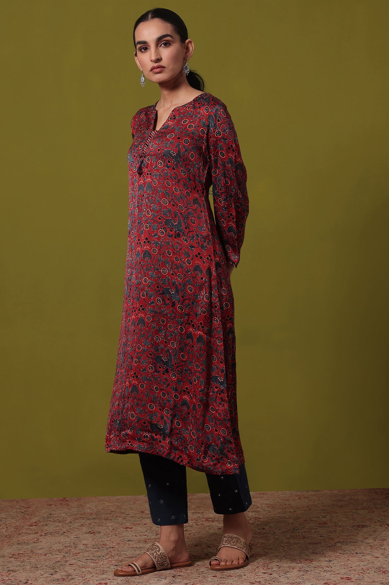 Printed A-line Viscose Kurta