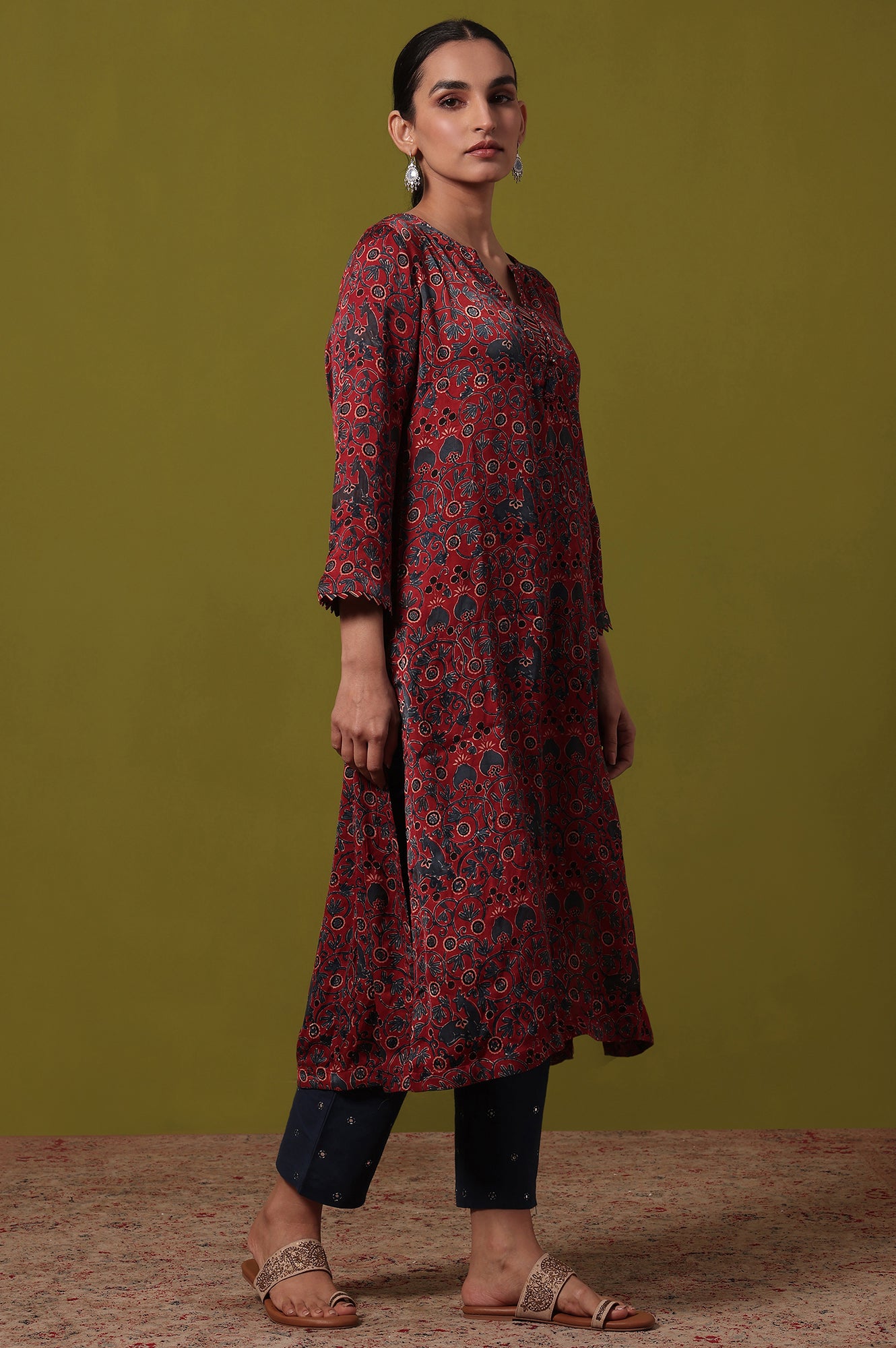 Printed A-line Viscose Kurta