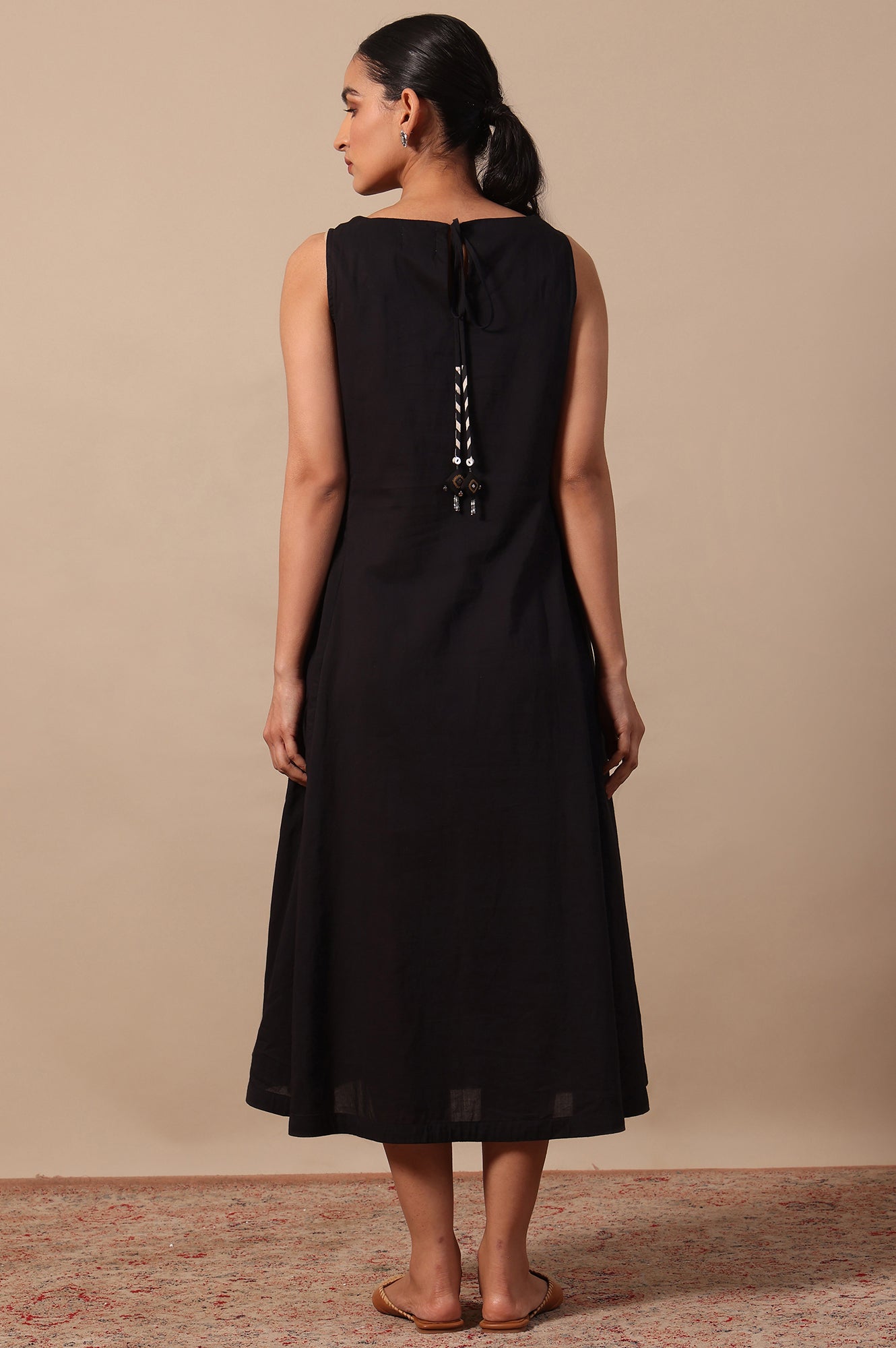 Solid Flared Pure Cotton Dress