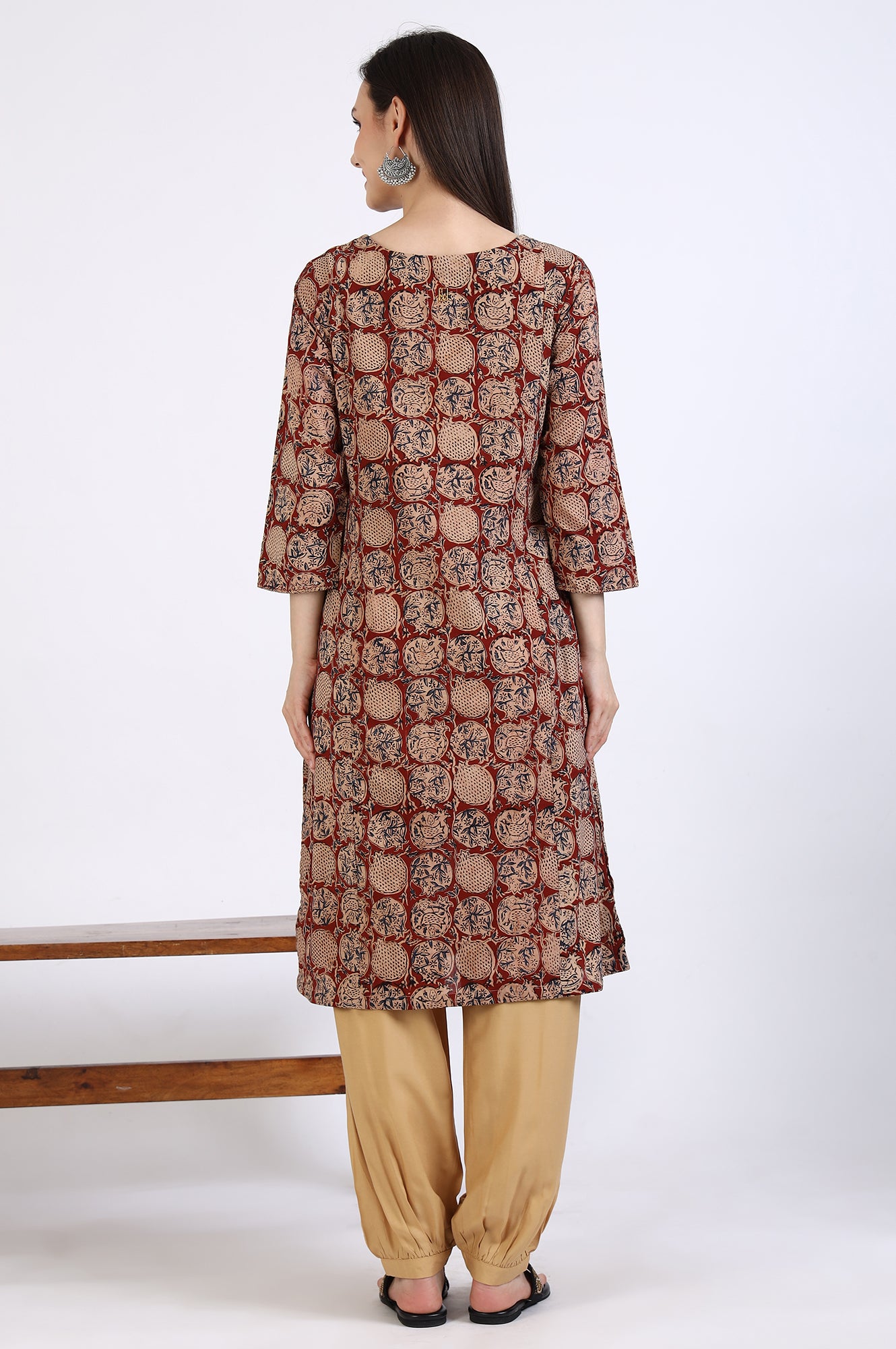 Red Handblock Print Kalamkari Kurta