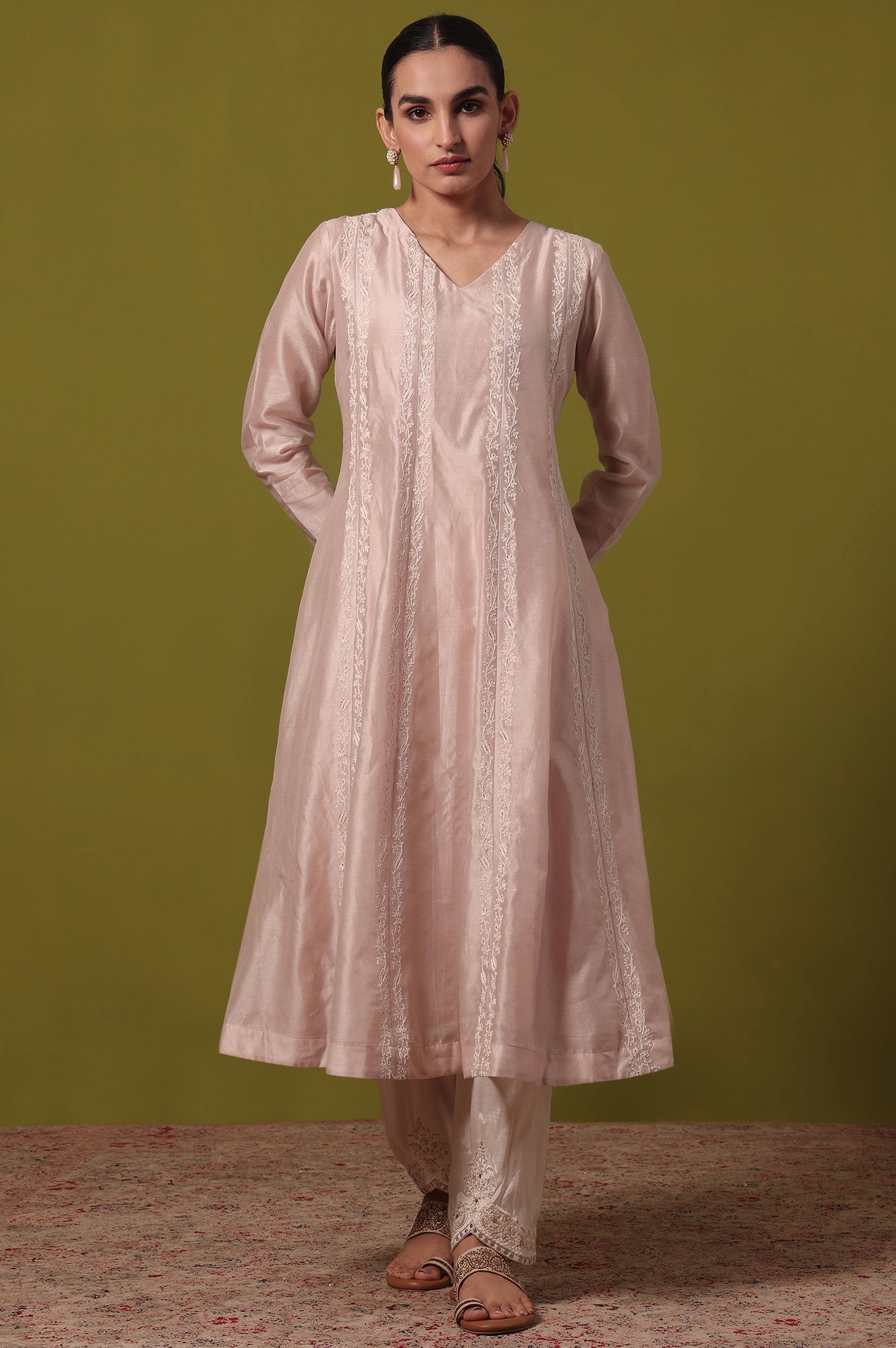 Solid Flared Cotton Blend Kurta