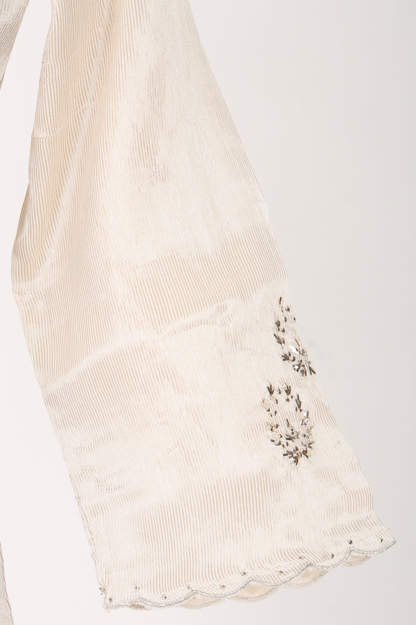 Off White Zari Embroidered Cotton Silk Straight Kurta