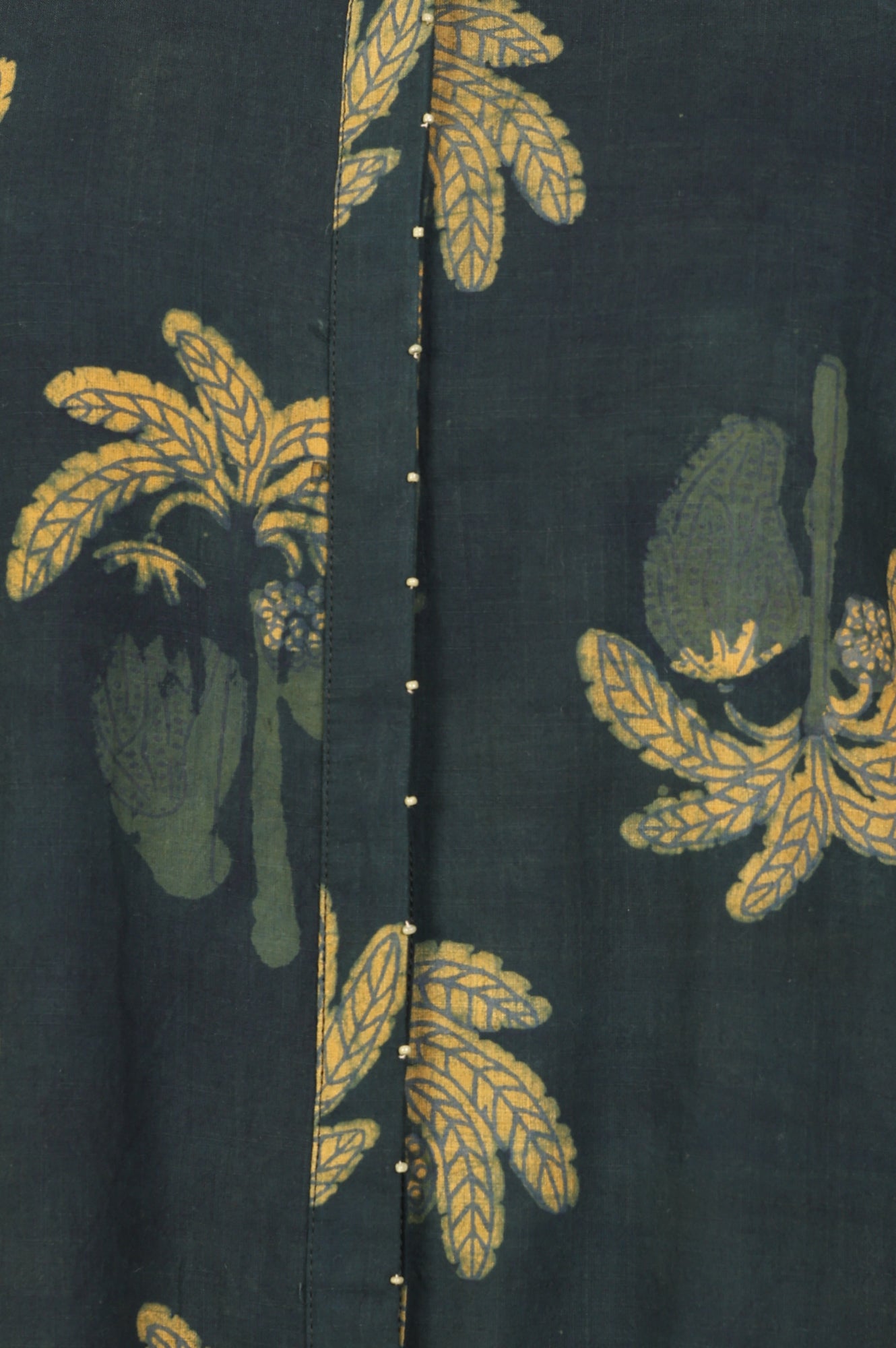 Green Botanical Printed Beadwork Pure Cotton Straight Kurta