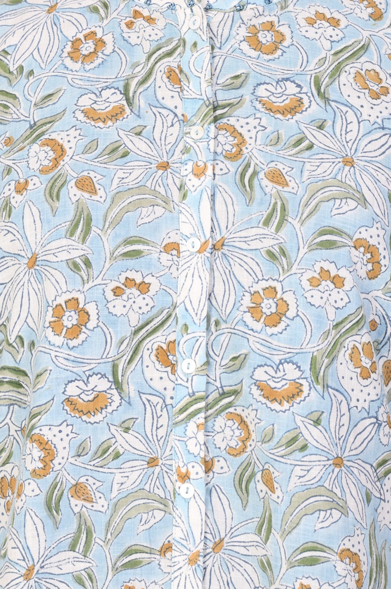 Blue Floral Printed Pure Cotton Straight Kurta