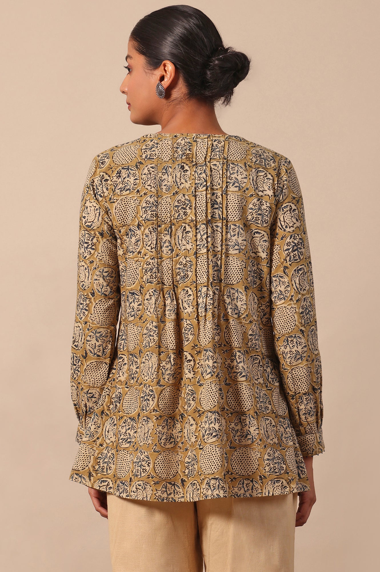 Yellow Floral Printed A-Line Pure Cotton Top