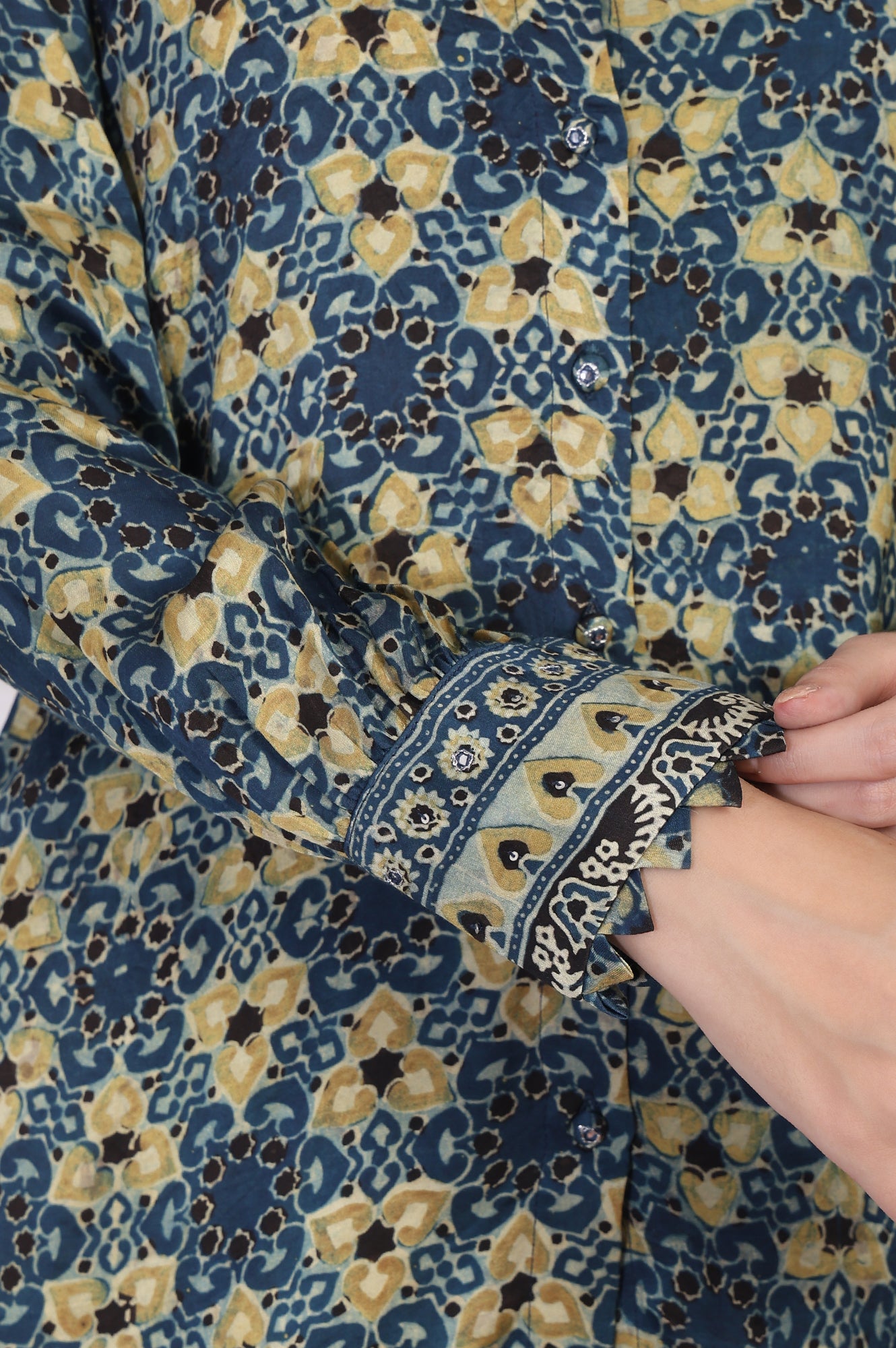 Blue Abstract Printed Straight Modal Top