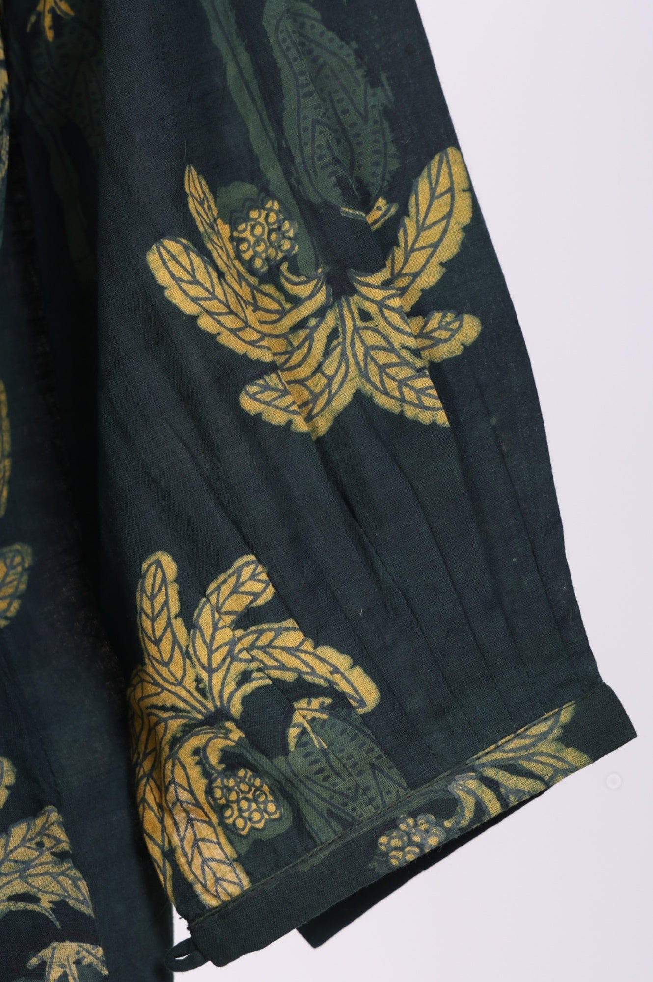 Green Block Botanical Printed Pure Cotton Flared Top