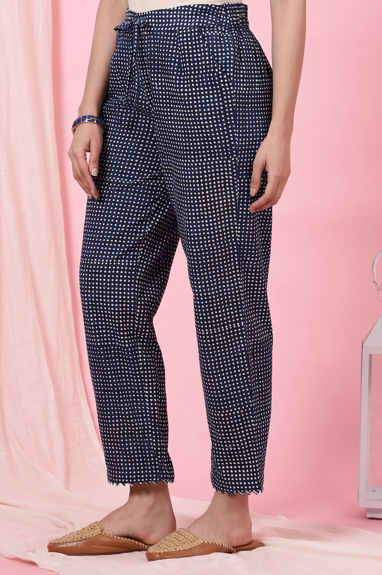 Indigo Handblock Printed Straight Pants