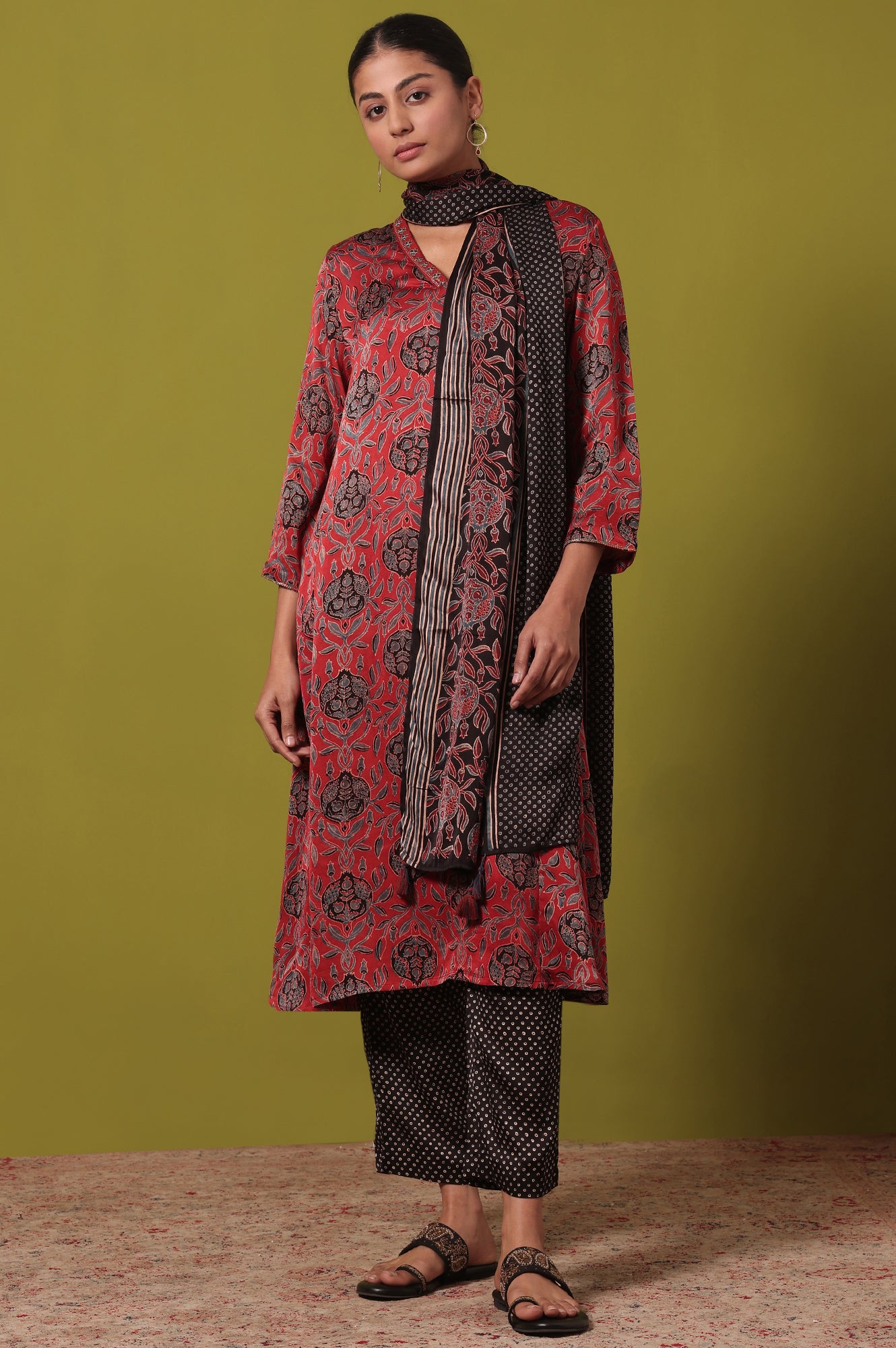 Black Printed Viscose Dupatta