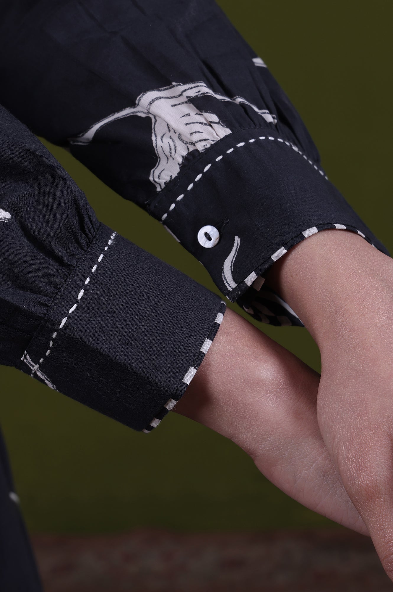 Animal Printed Mirror work A-line Pure Cotton Kurta with Straight Pants Set