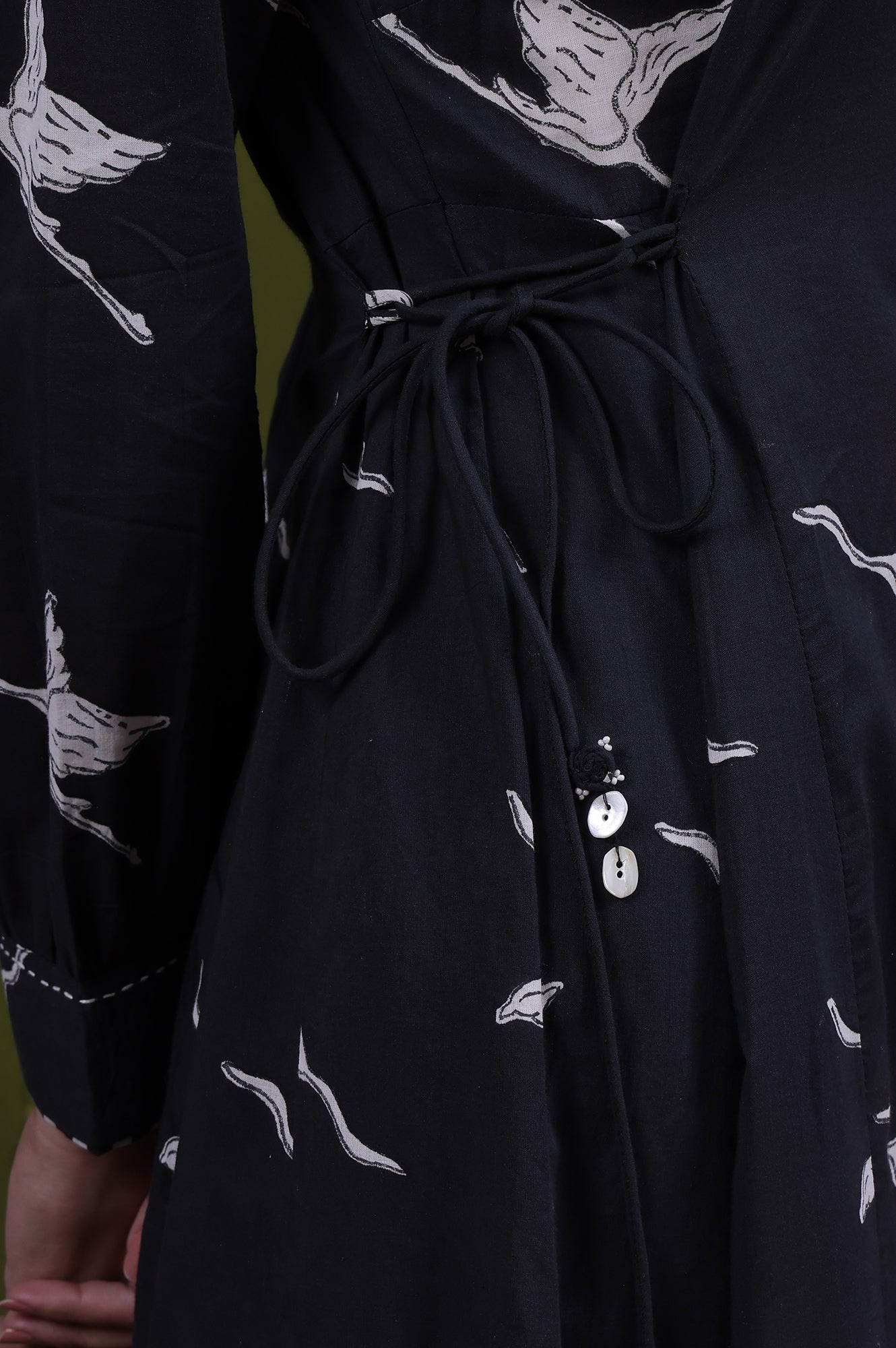 Animal Printed Mirror work A-line Pure Cotton Kurta with Straight Pants Set