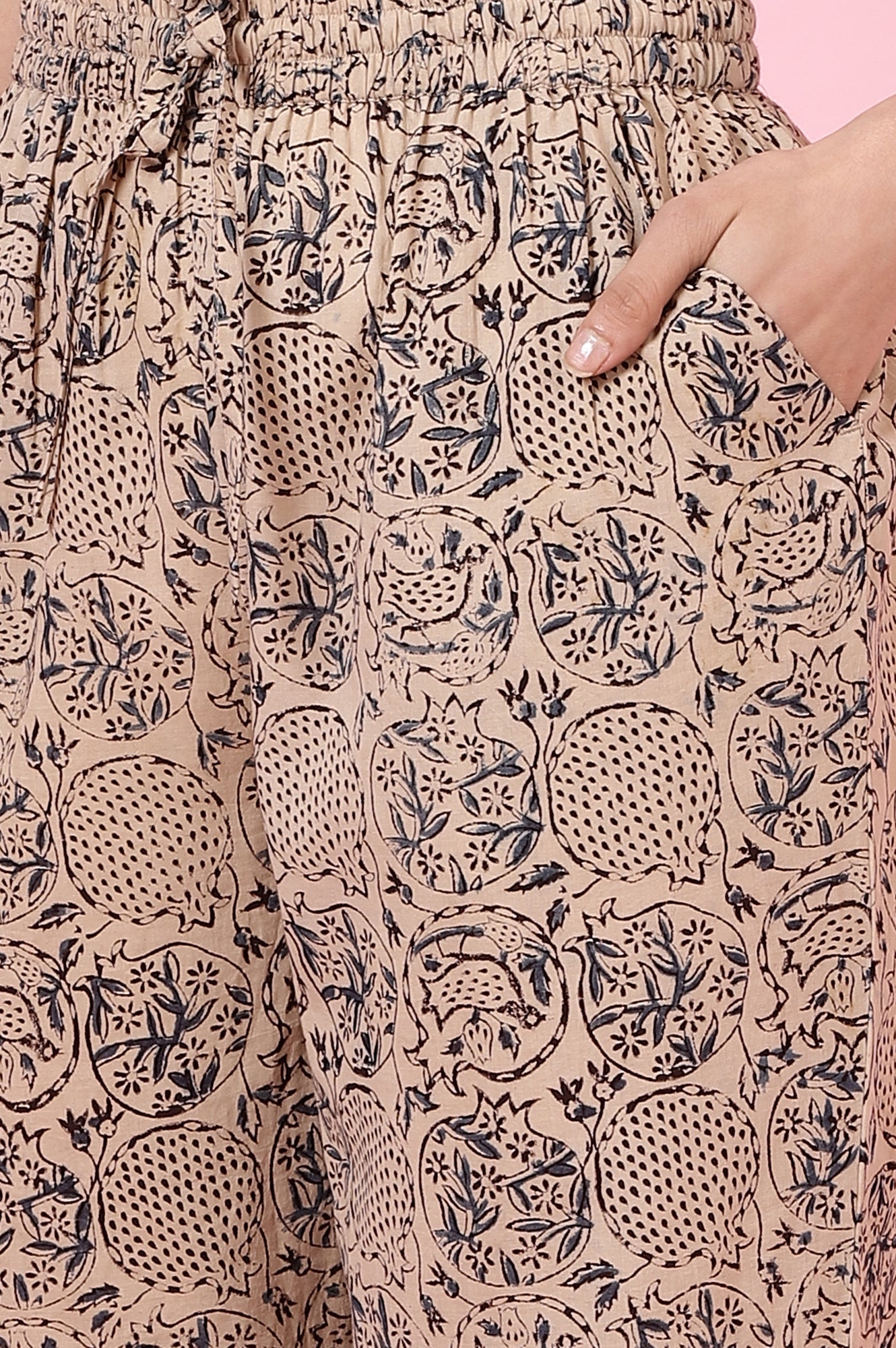 Beige Kalamkari Handblock Printed Co-ord Set