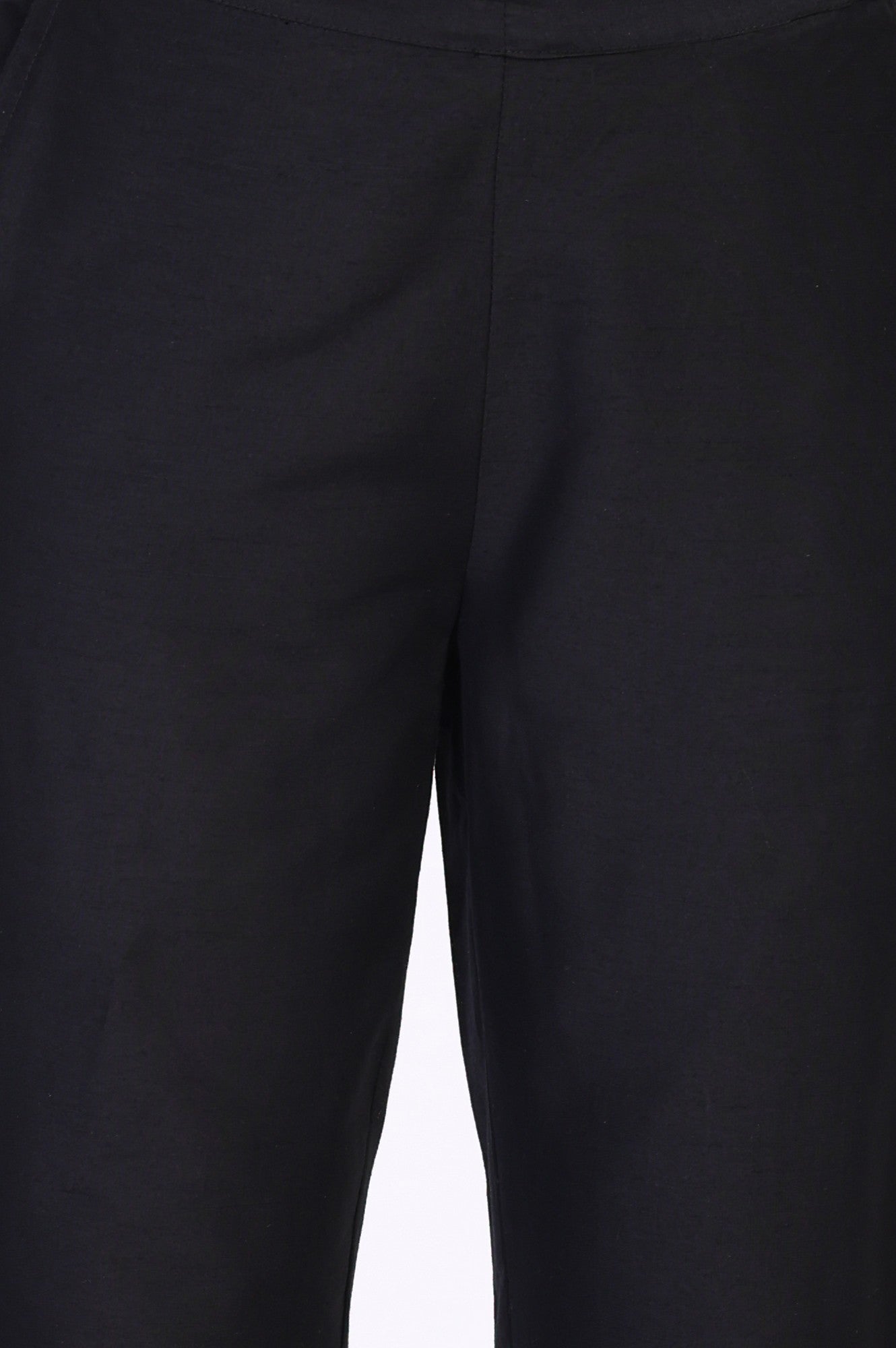 Black Solid Slim-Leg Rayon Trouser