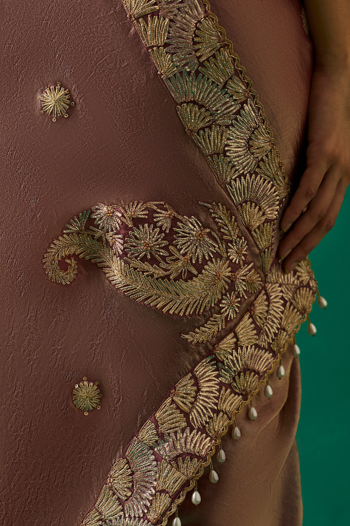 Pink Zari Embroidered Zari Work Banarasi Tissue Satin Saree with Unstitched Blouse