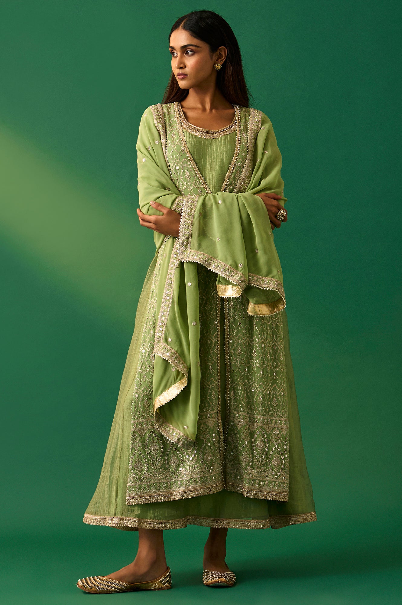slim fit dress slacks Buy Green Embroidered Anarkali Dress with Churidar and Dupatta Set Online  for Woman