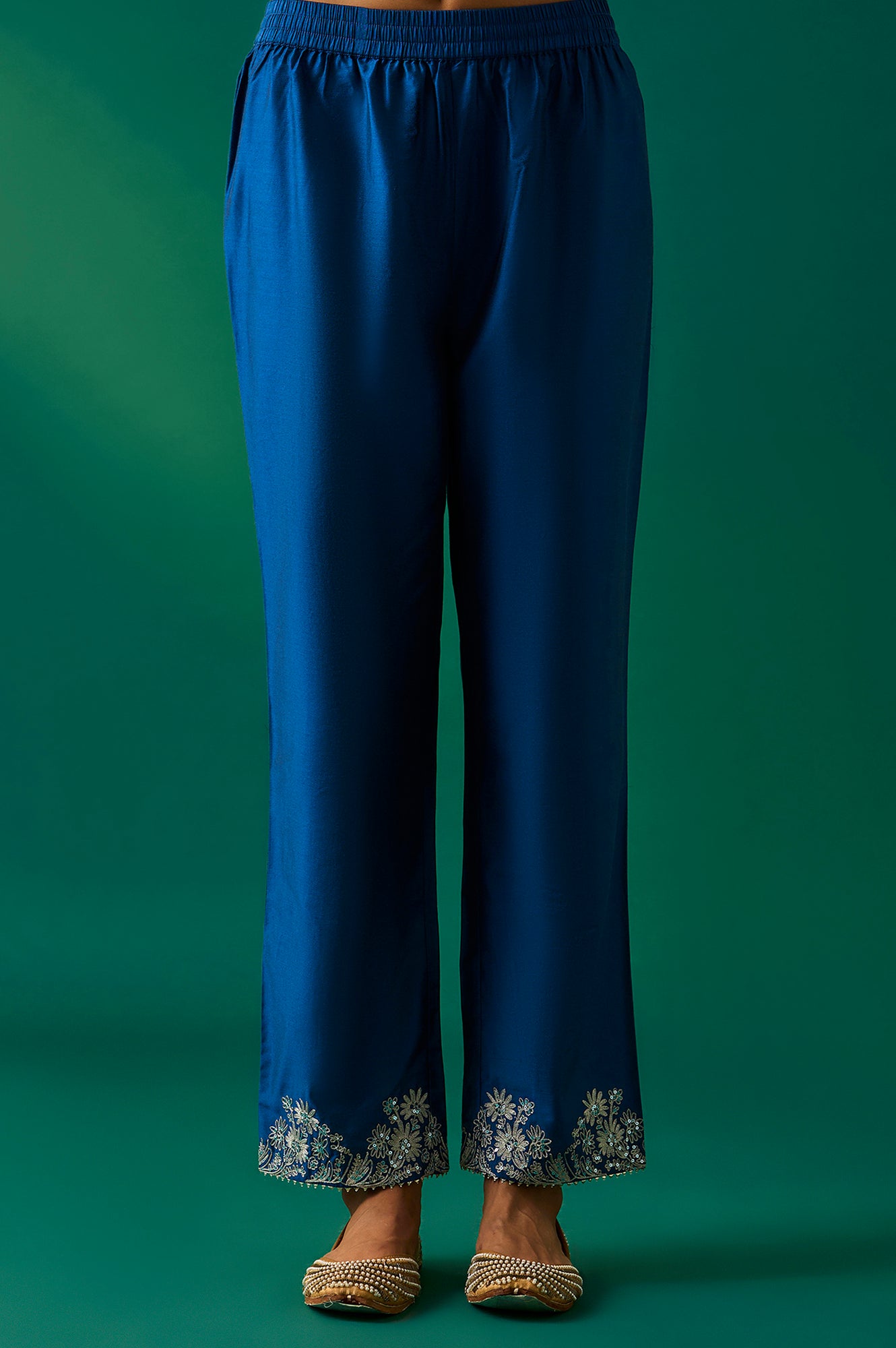 Green Striped Embroidered Angrakha Rayon Kurta with Trouser and Dupatta Set