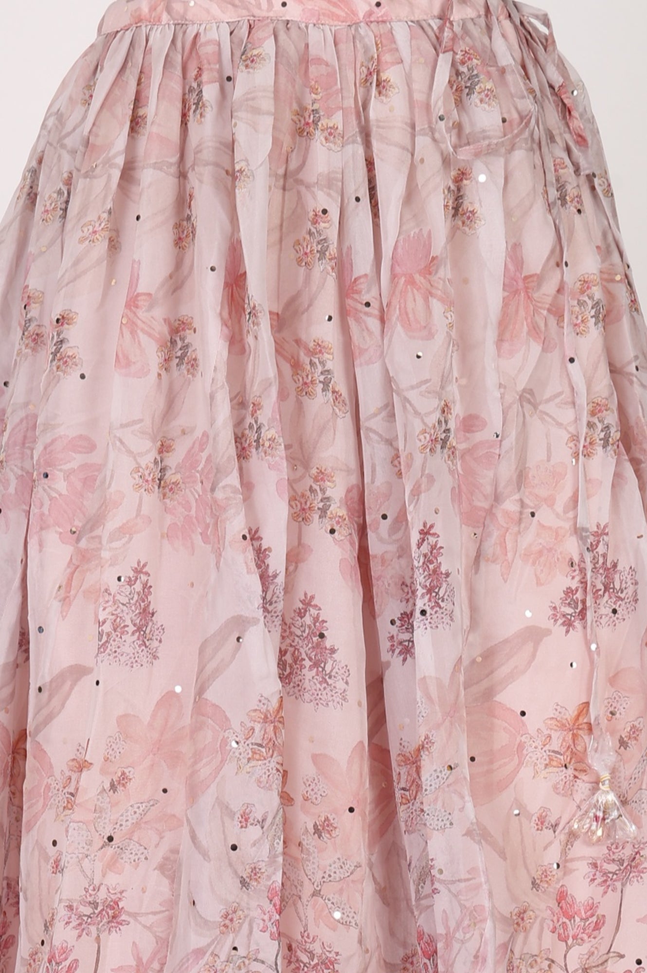 Pink Sequin Sleeveless Blouse And Lehenga Set with Cape
