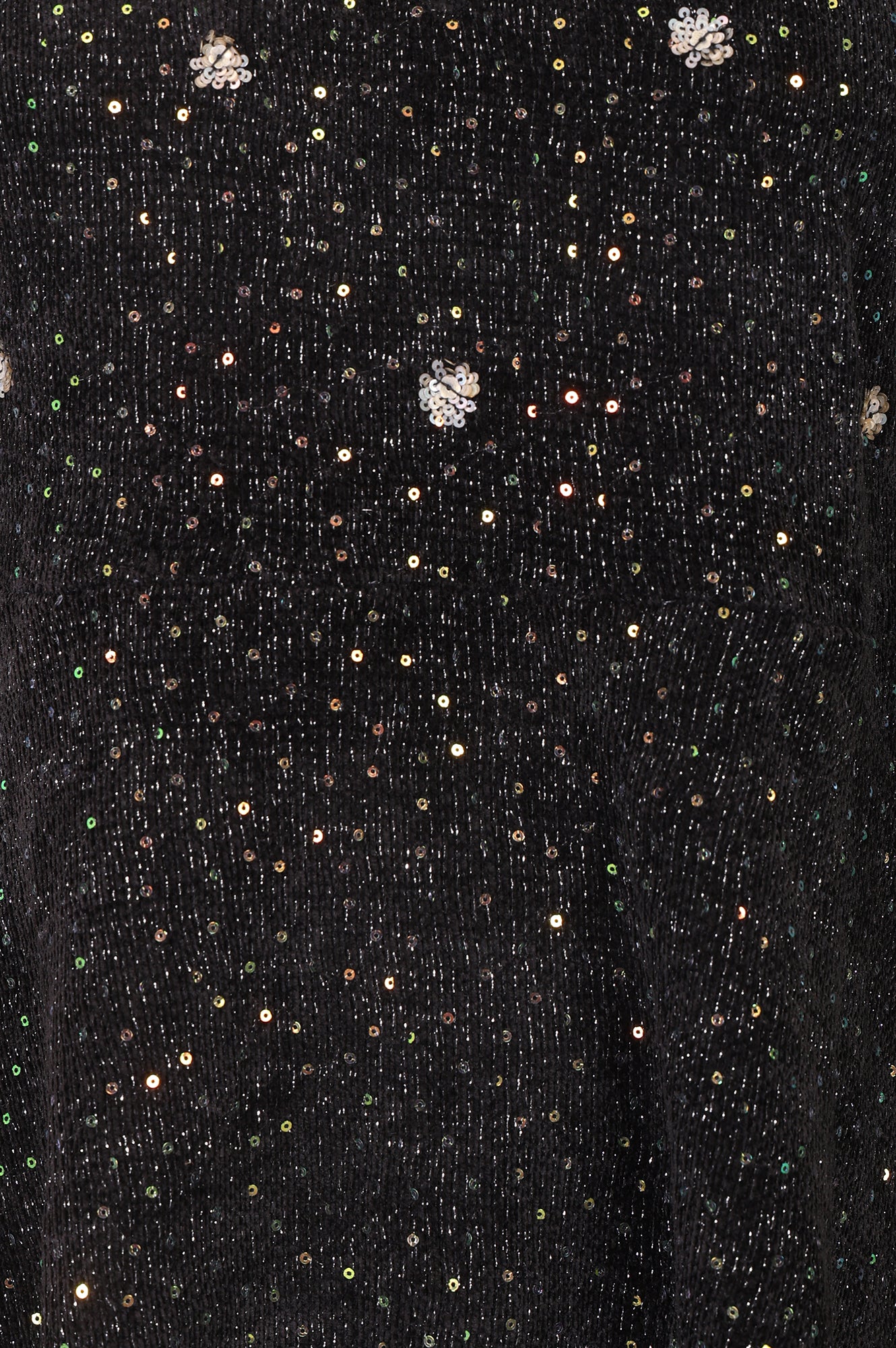 Black Sequined Flared Western Dress