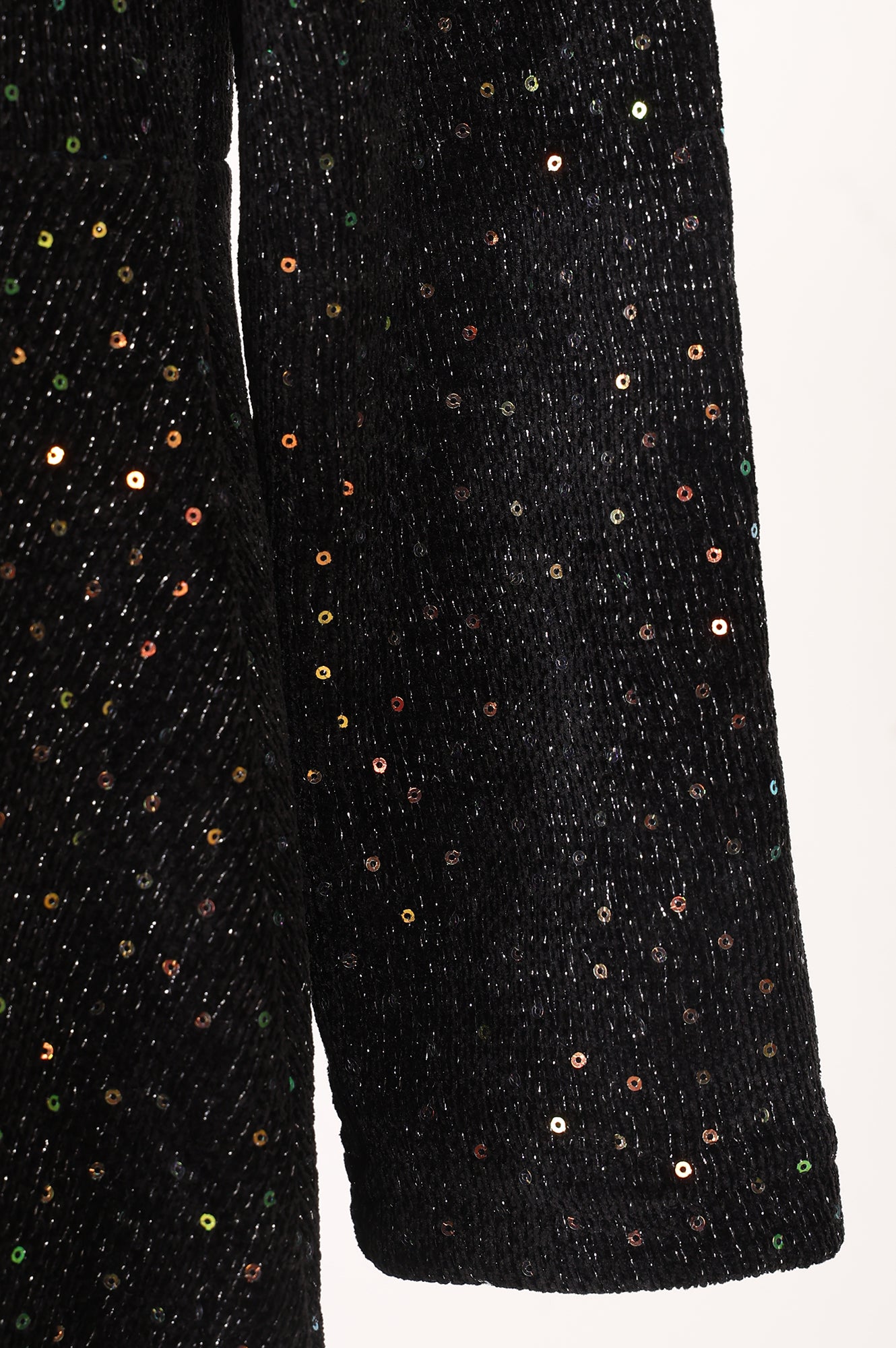 Black Sequined Flared Western Dress