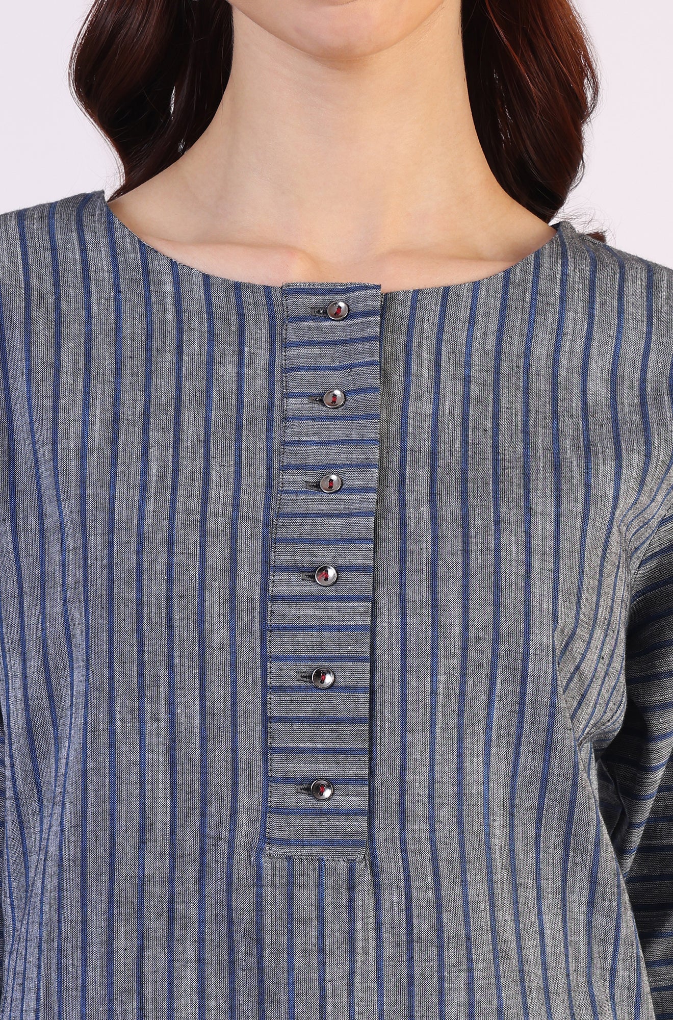 Grey Dyed Straight Pure Cotton Kurta