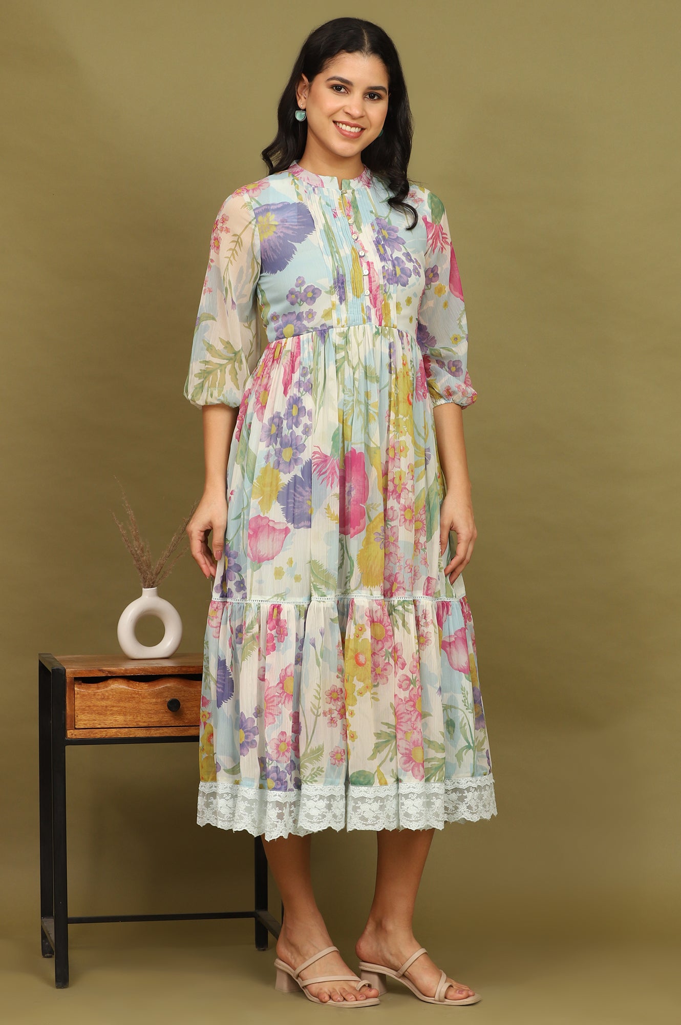 Floral Printed Flared Dress