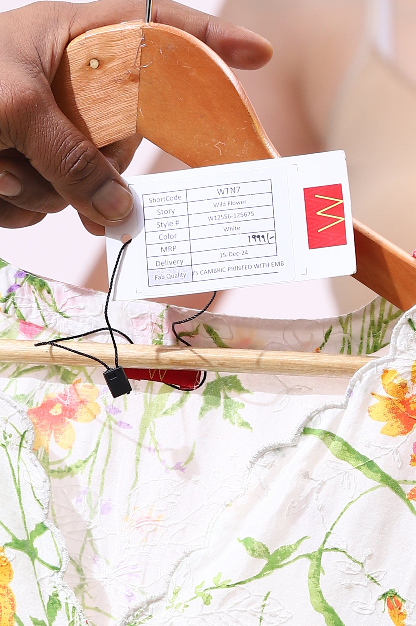 White Floral Printed Textured Schiffli Embroidered Straight Kurta