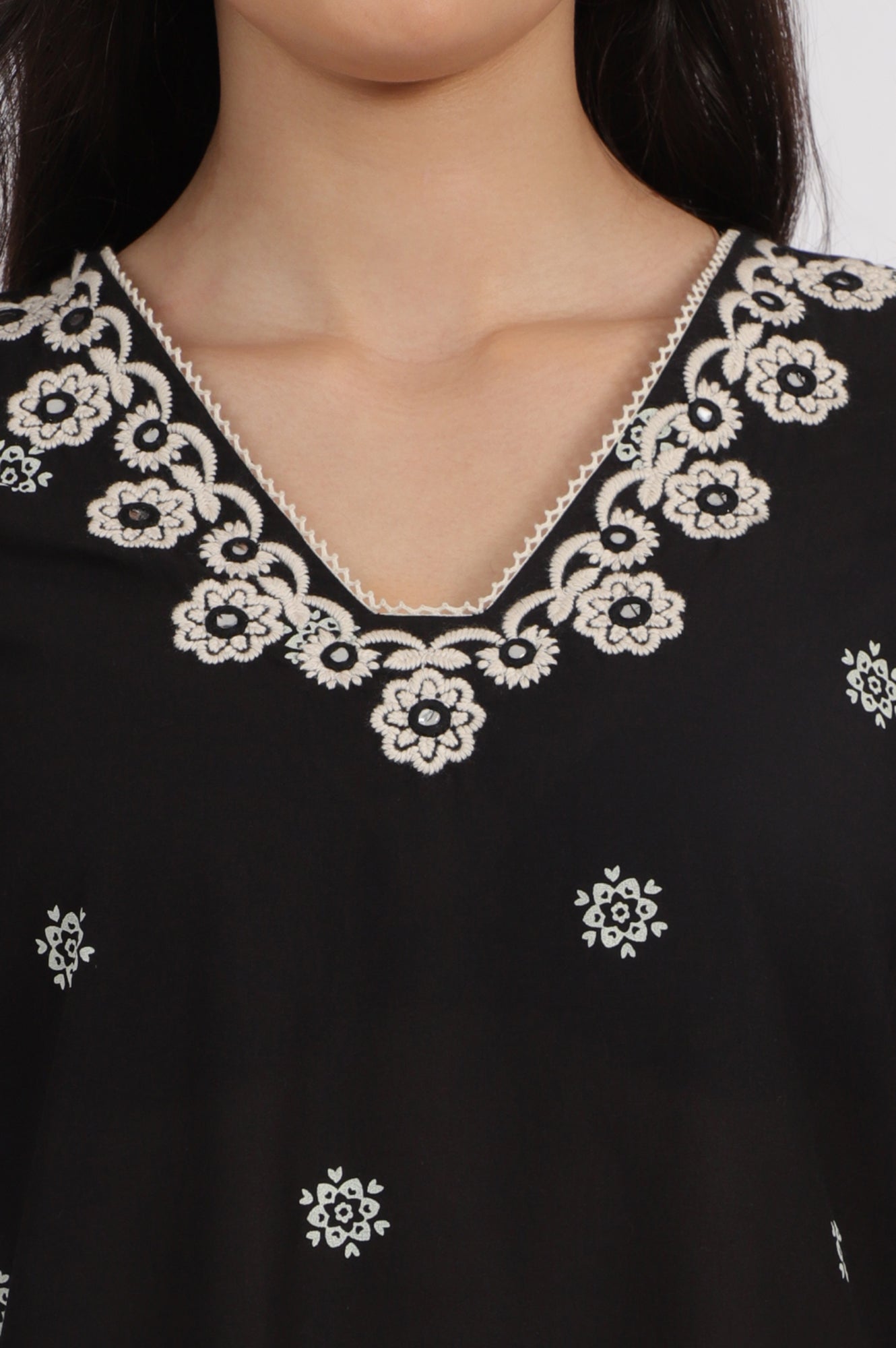 Black Bandhani Printed Pure Cotton Straight Kurta