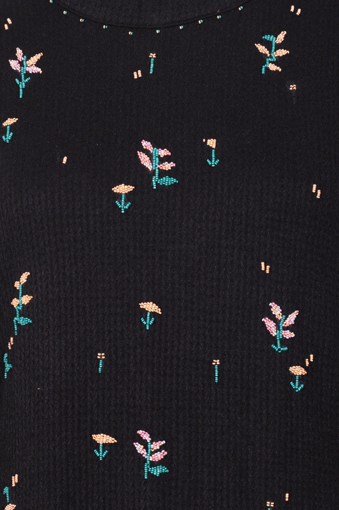 Black Yarn Dyed Embroidered Rayon Blend A-line Winter Dress