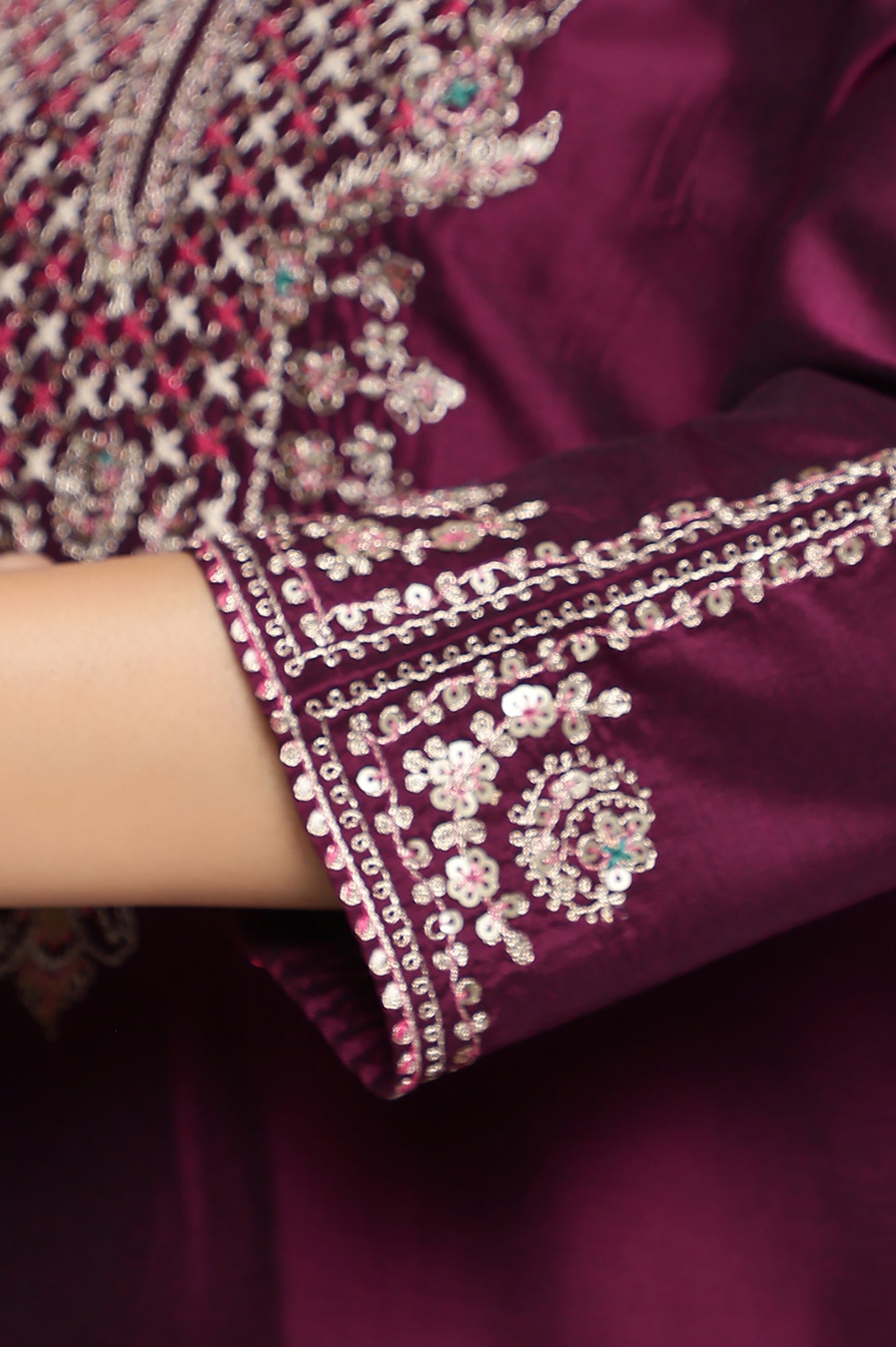 Wine Solid Printed Ps Straight Kurta