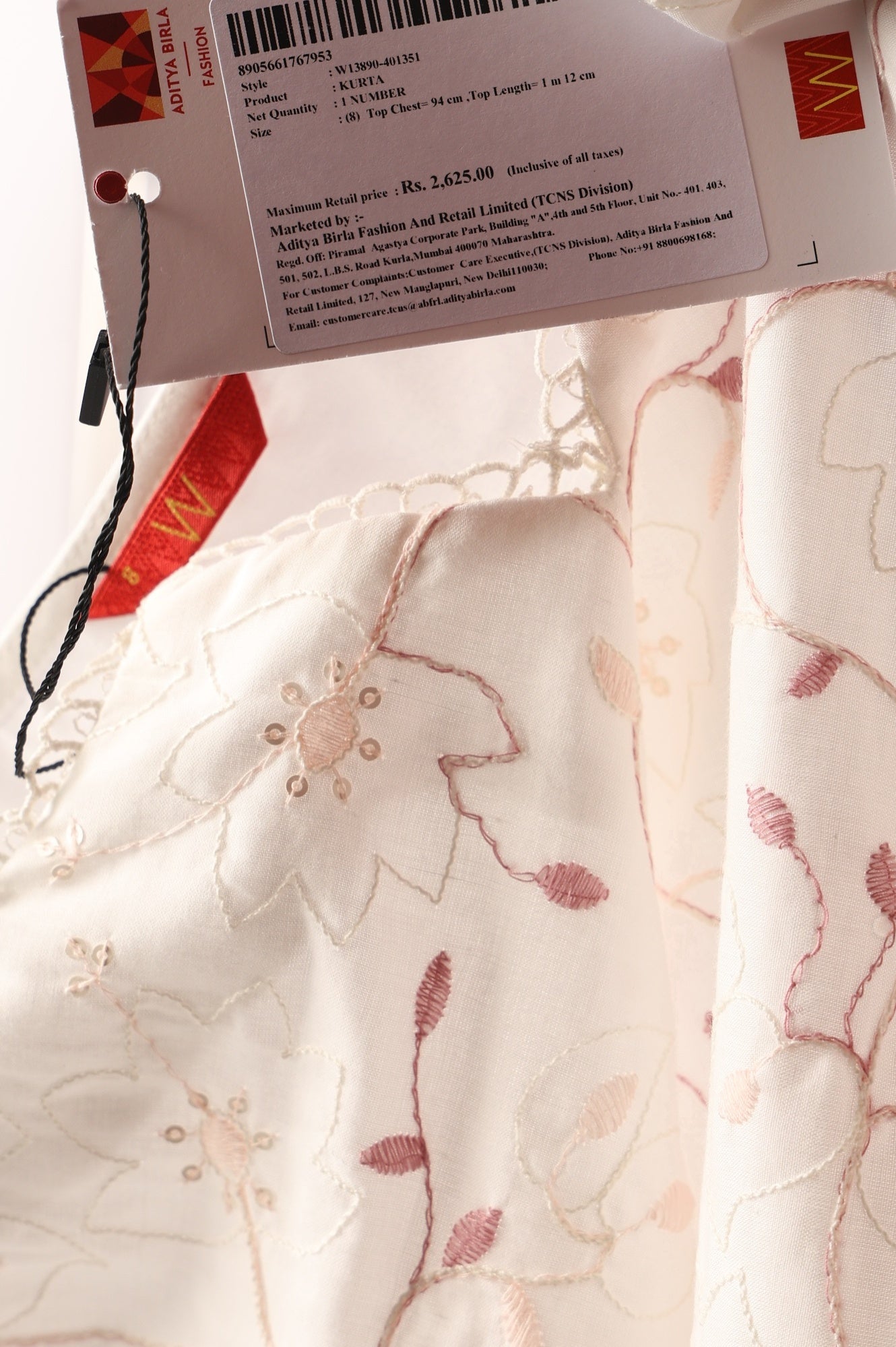 White Chikankari Embroidered Sequins Pure Cotton Straight Kurta