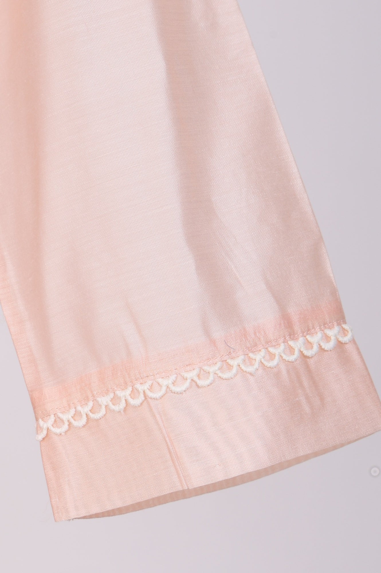 Peach Yarn Dyed Chikankari Embroidered Straight Kurta