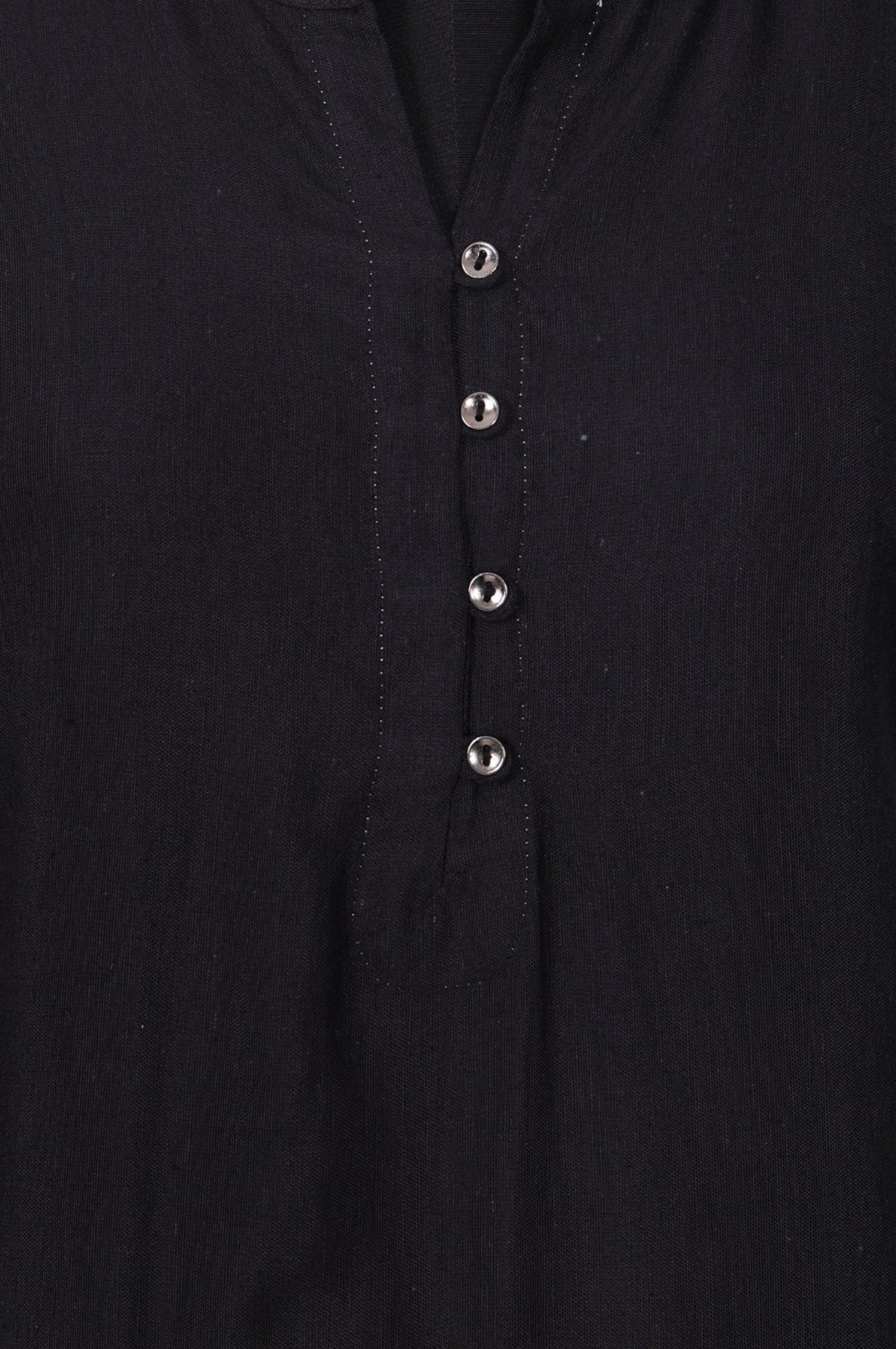 Black Solid Rayon Flax Straight Kurta