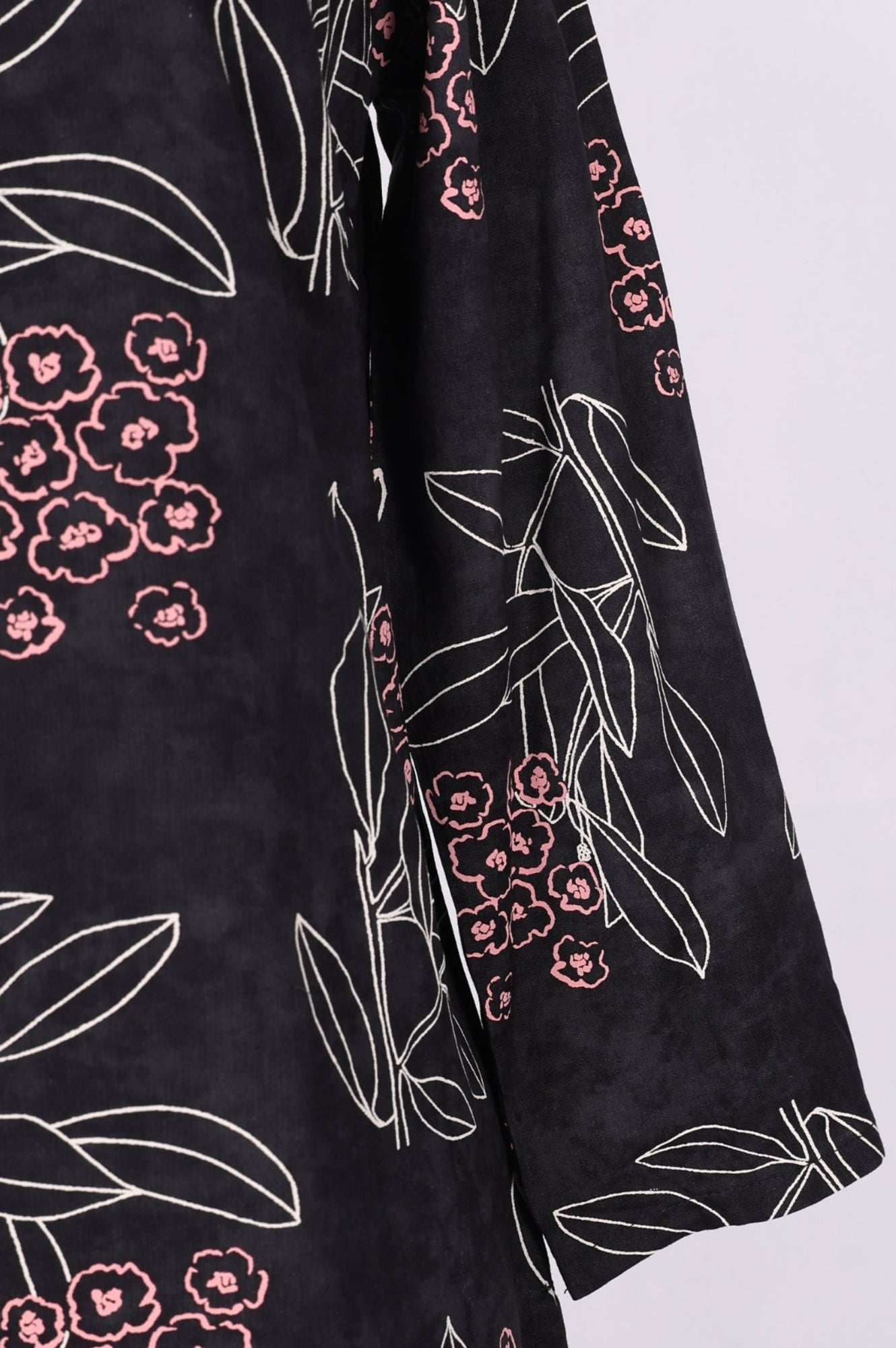Black Floral Printed Rayon Straight Kurta