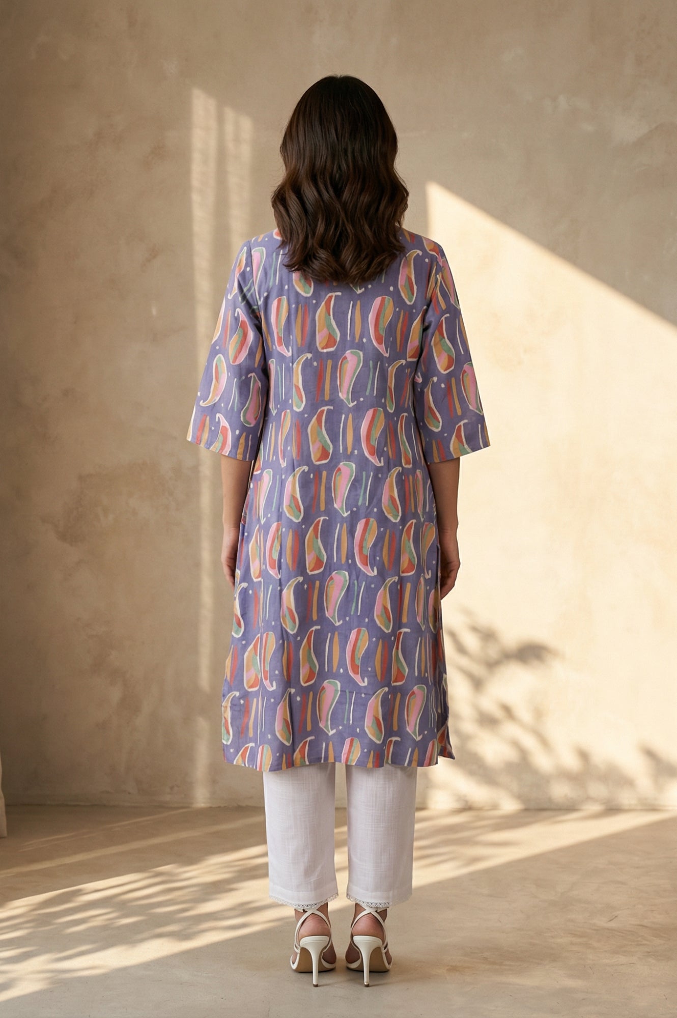 Purple Abstract Straight Kurta