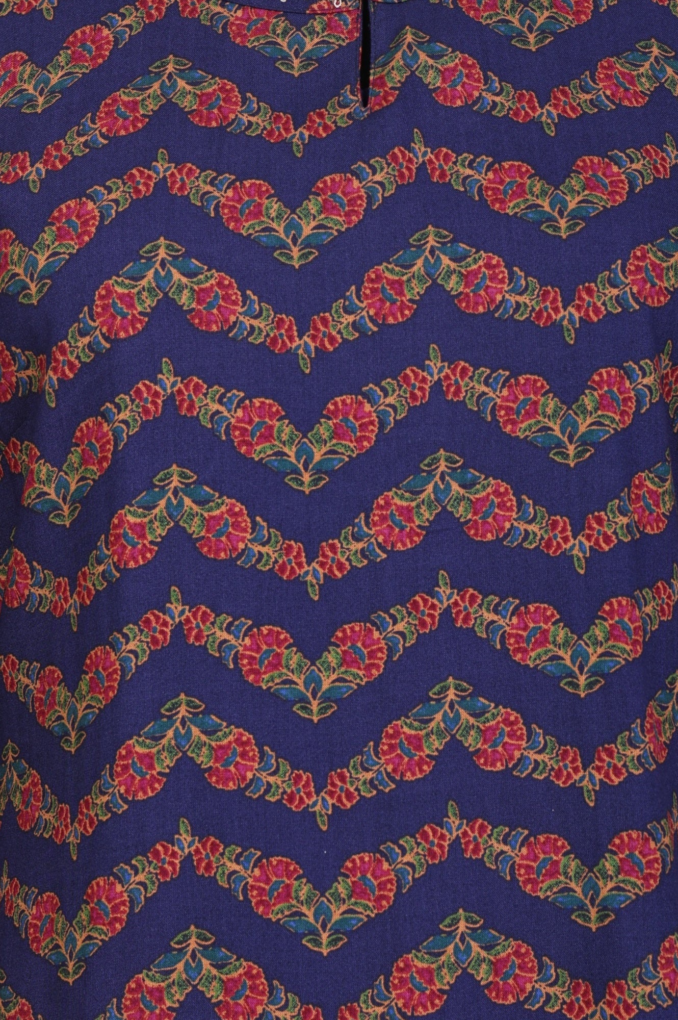 Navy Blue Chevron Beadwork Straight Kurta