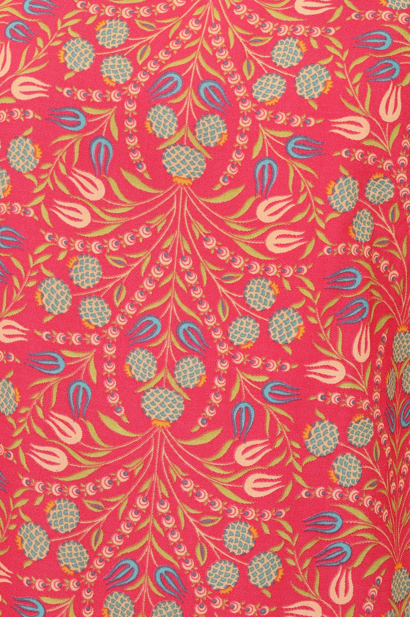 Red Floral Printed Rayon Straight Kurta