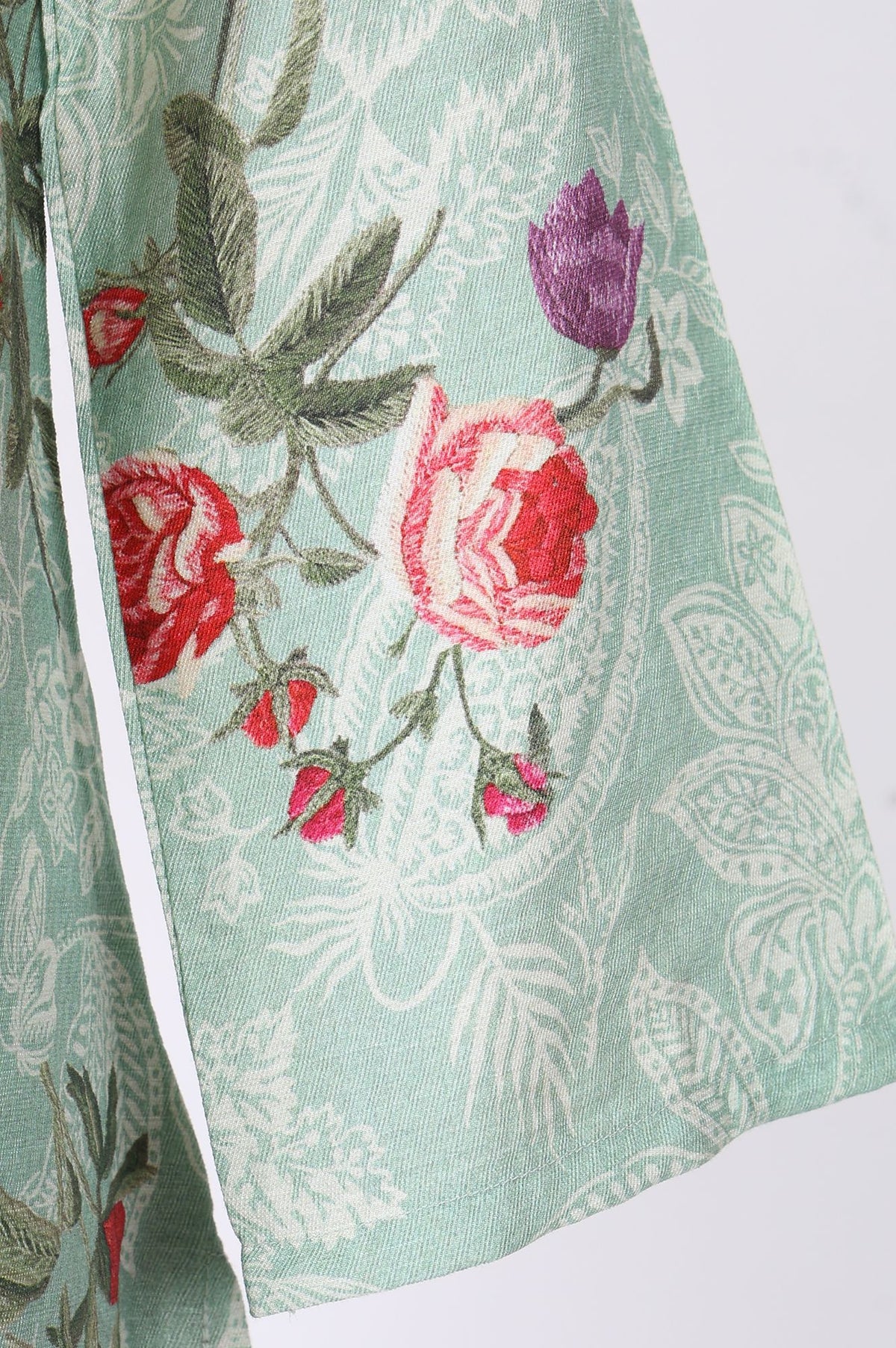 Sea Green Floral Printed Straight Kurta
