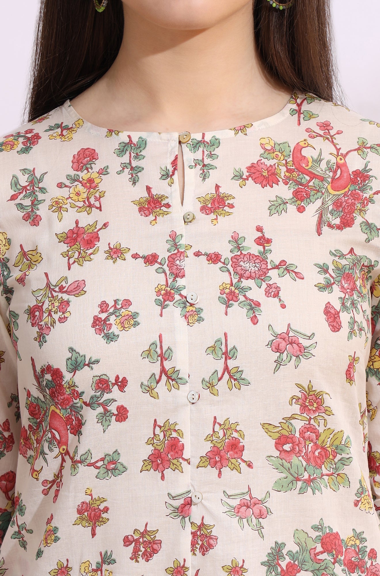 White Floral Printed Summer Straight Tunic