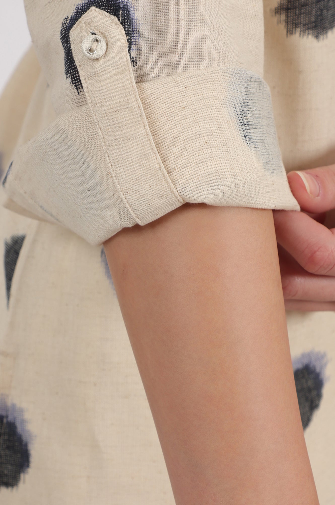 Off-White Polka Printed Cotton Flax Shirt