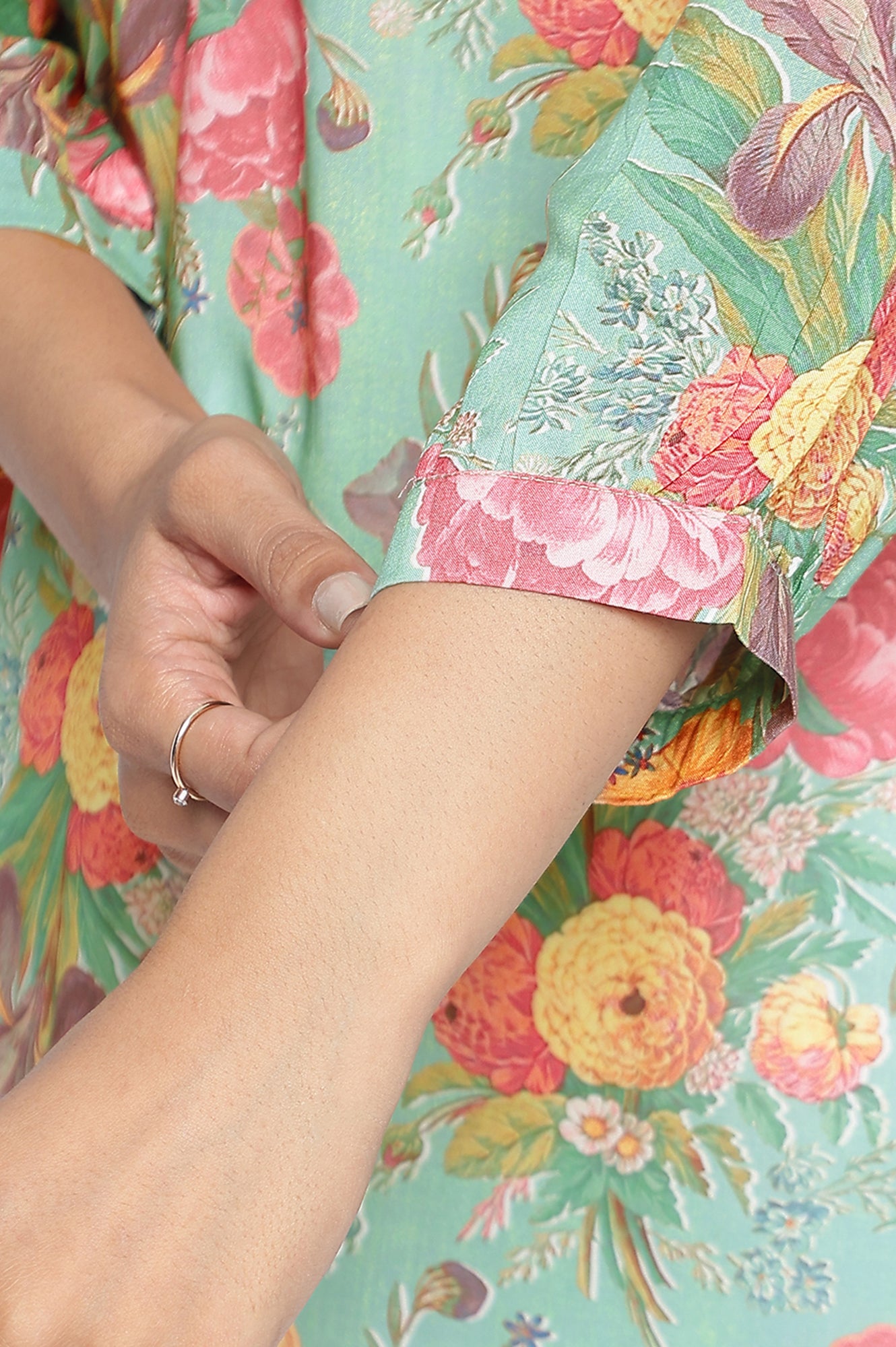 Green Printed Modal Straight Top