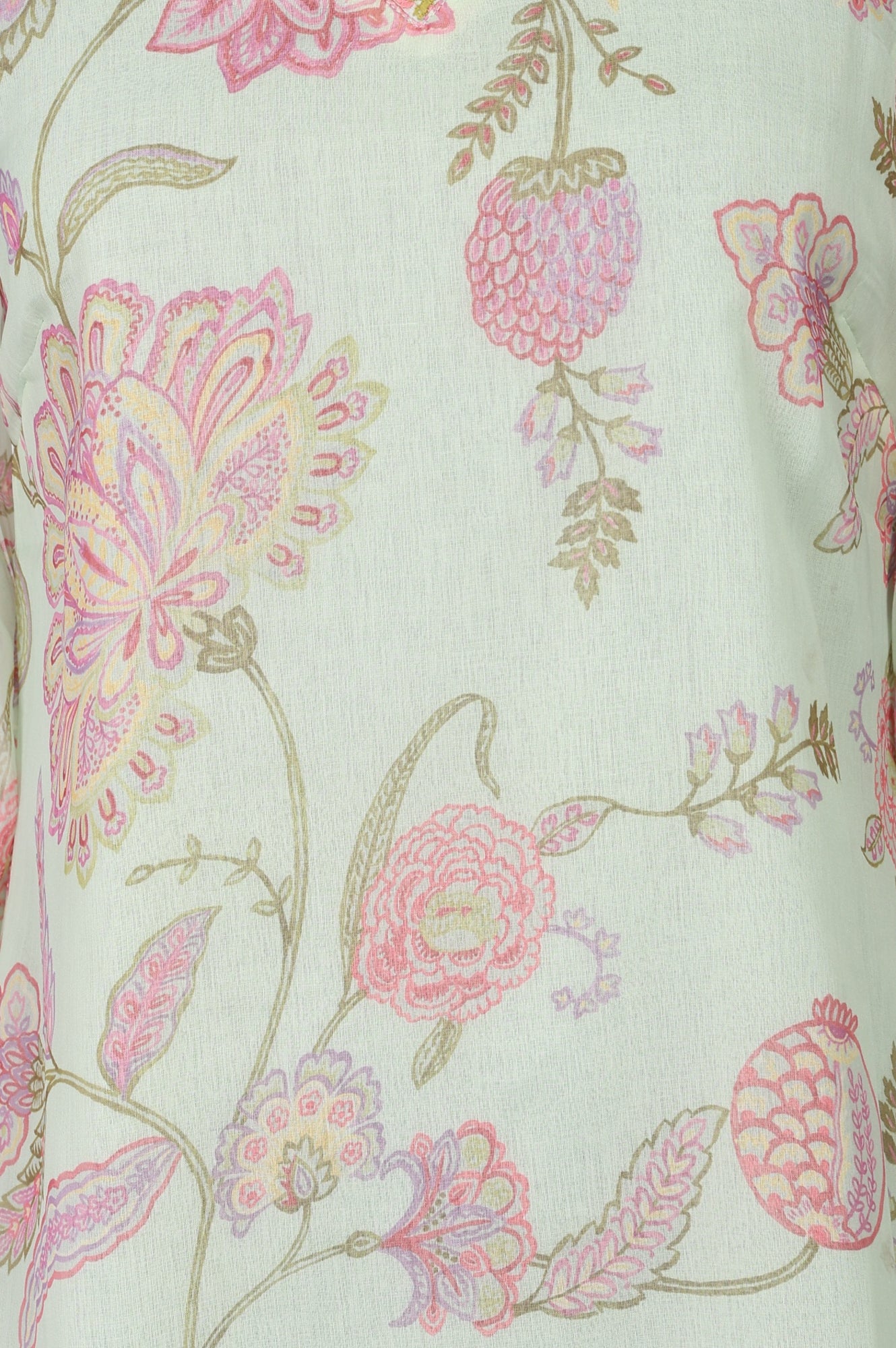 Green Embroidered Chiffon Straight Top