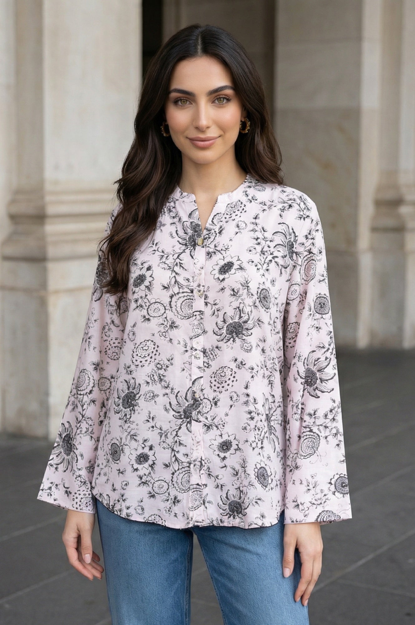 Off-White Geometric Printed Straight Shirt