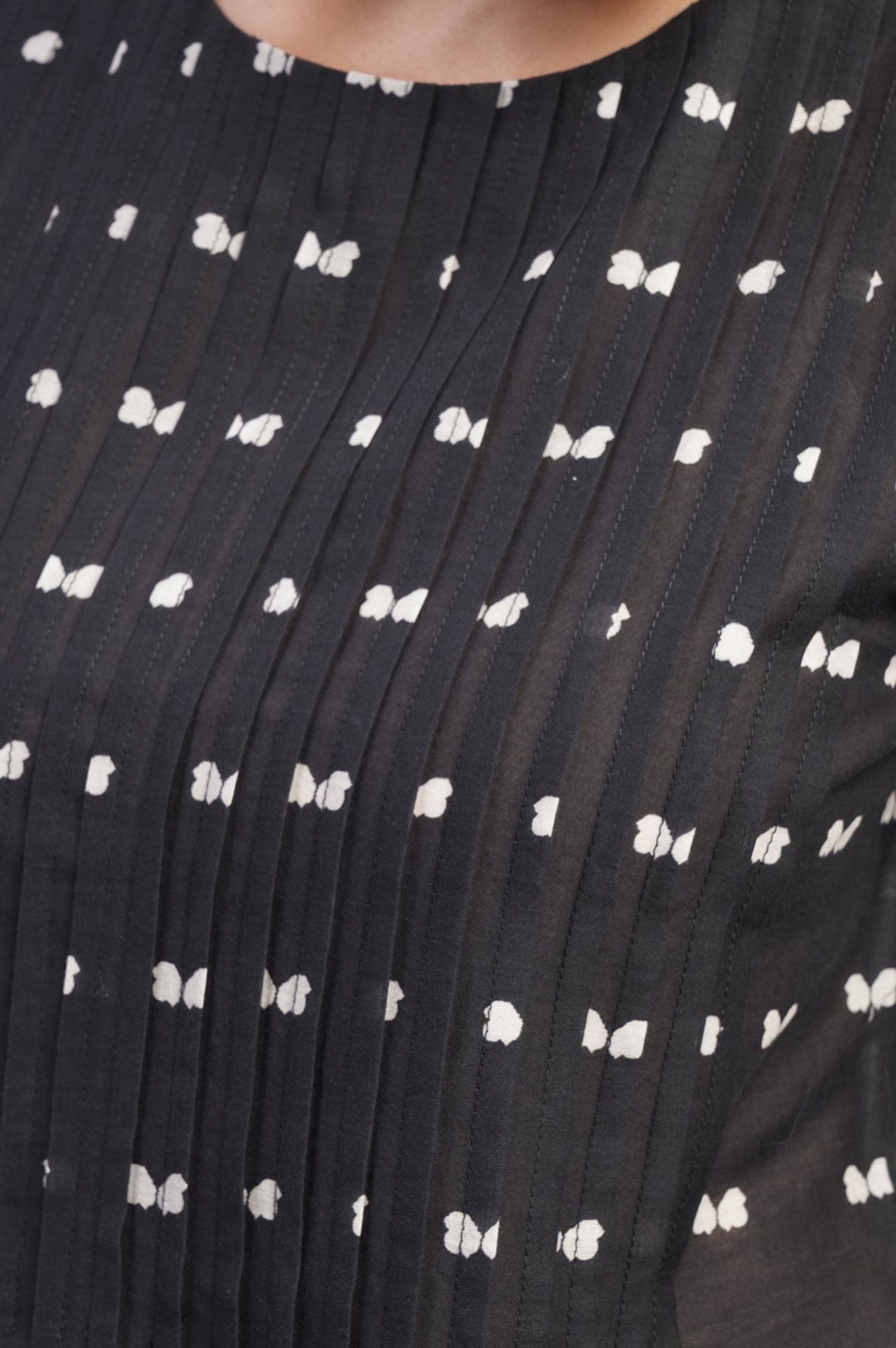 Core Casual Printed Pure Cotton Pleated Top