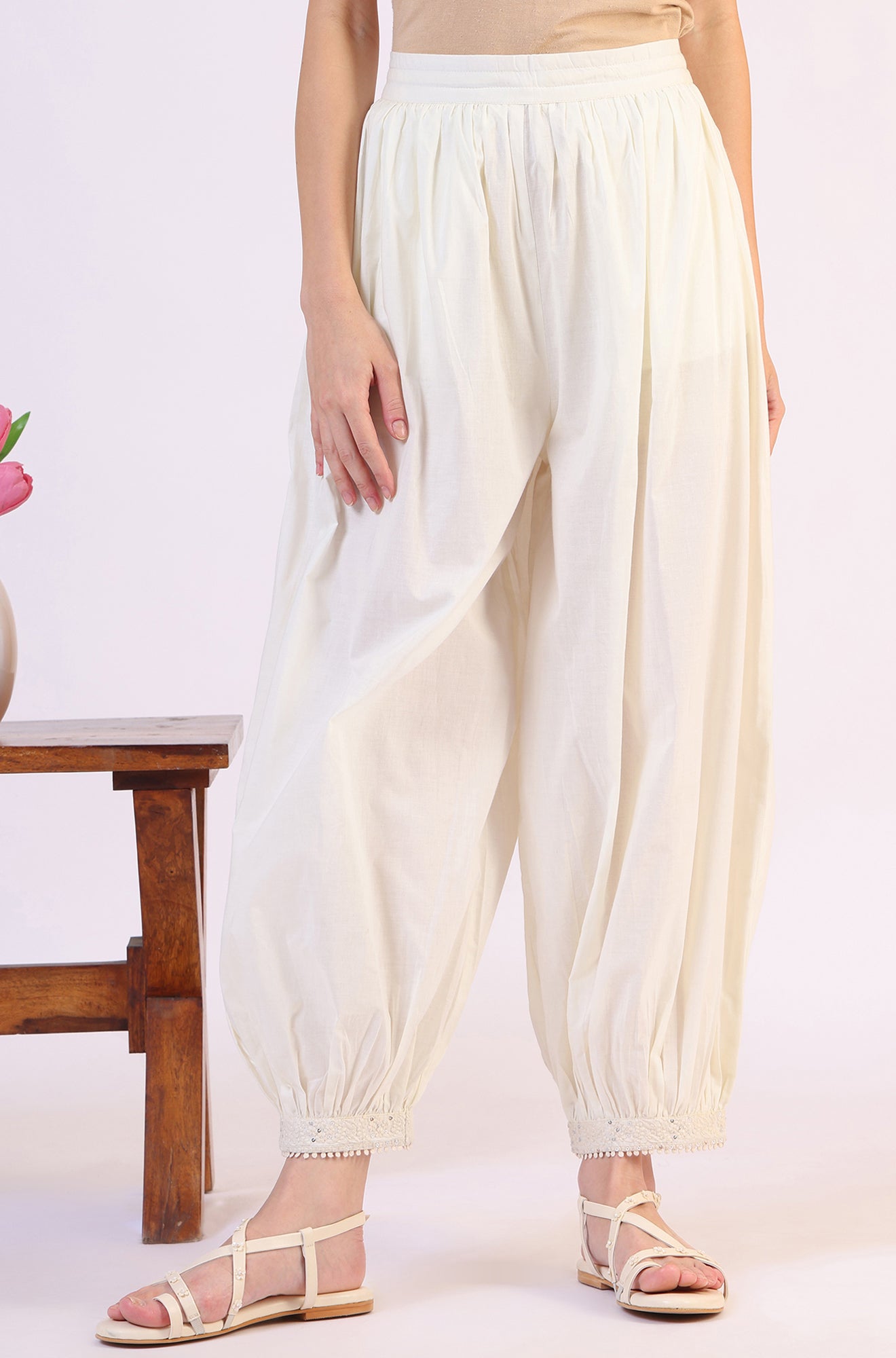 Solid Pure Cotton Gathered Salwar