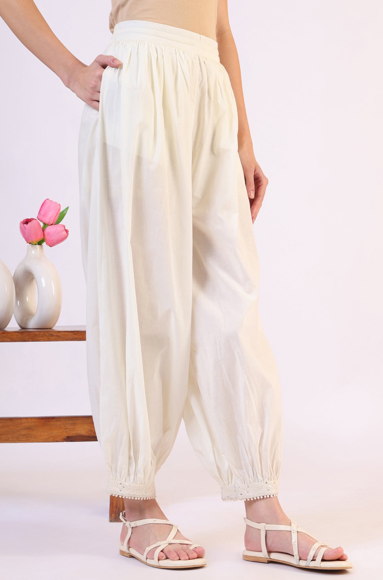 Solid Pure Cotton Gathered Salwar