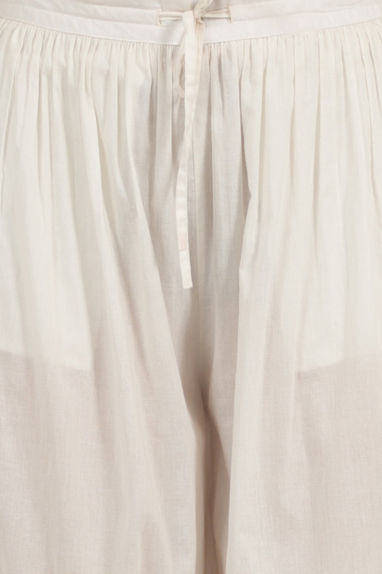 White Ankle Length Pure Cotton Gathered Pants