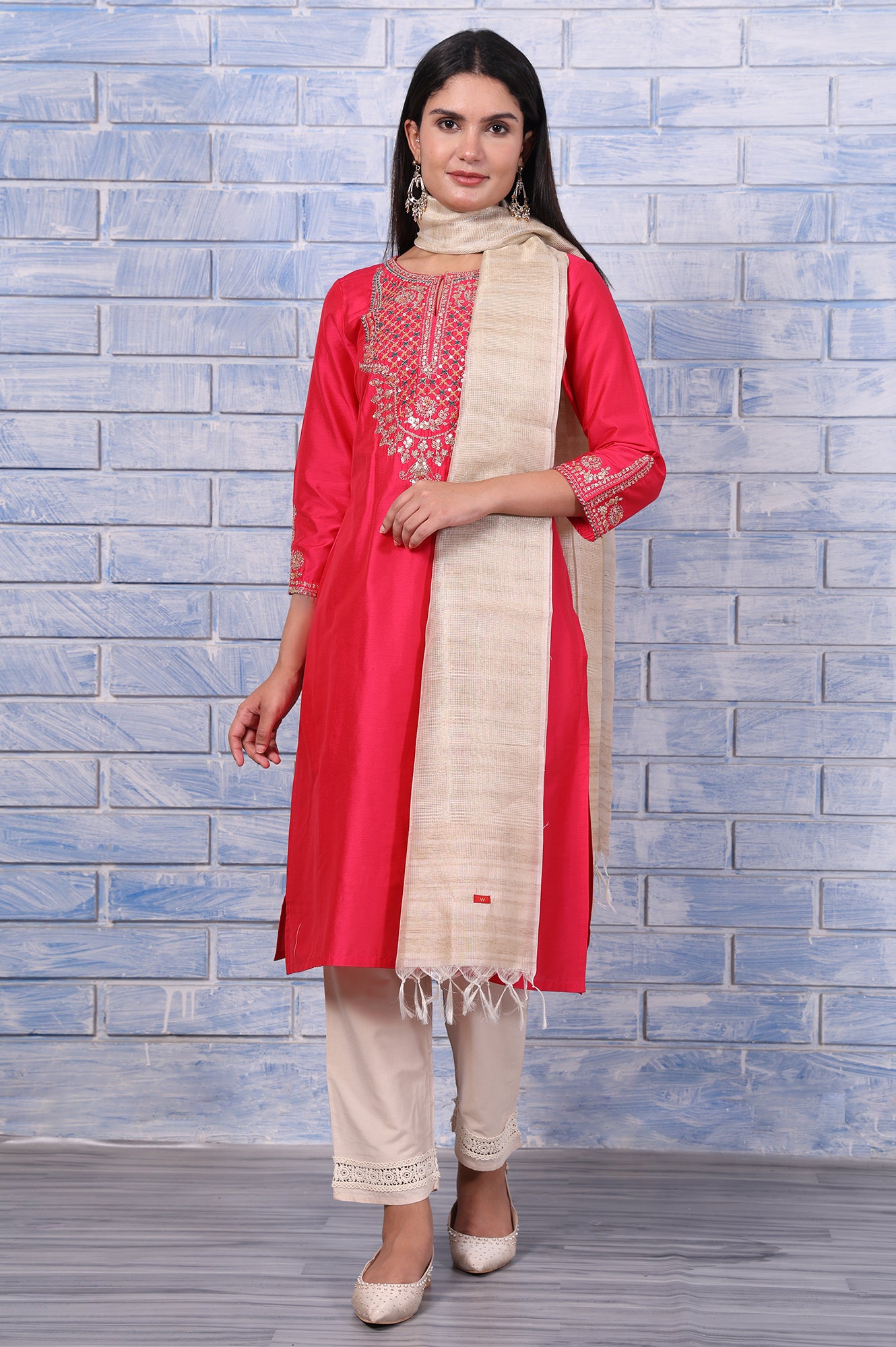 Golden Solid Tissue Checks Dupatta