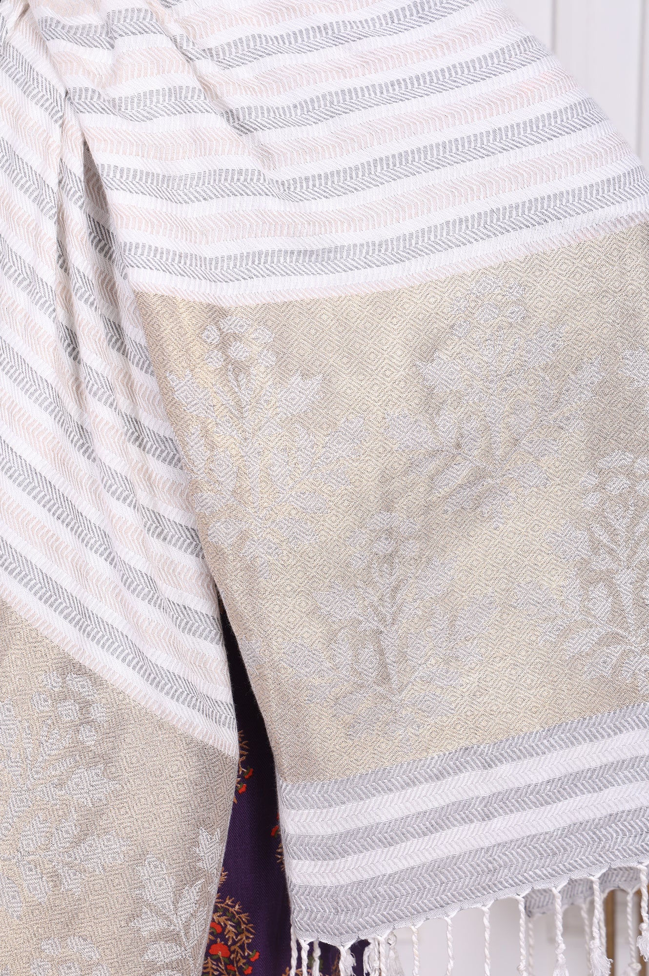 White Fringes Blend Shawls