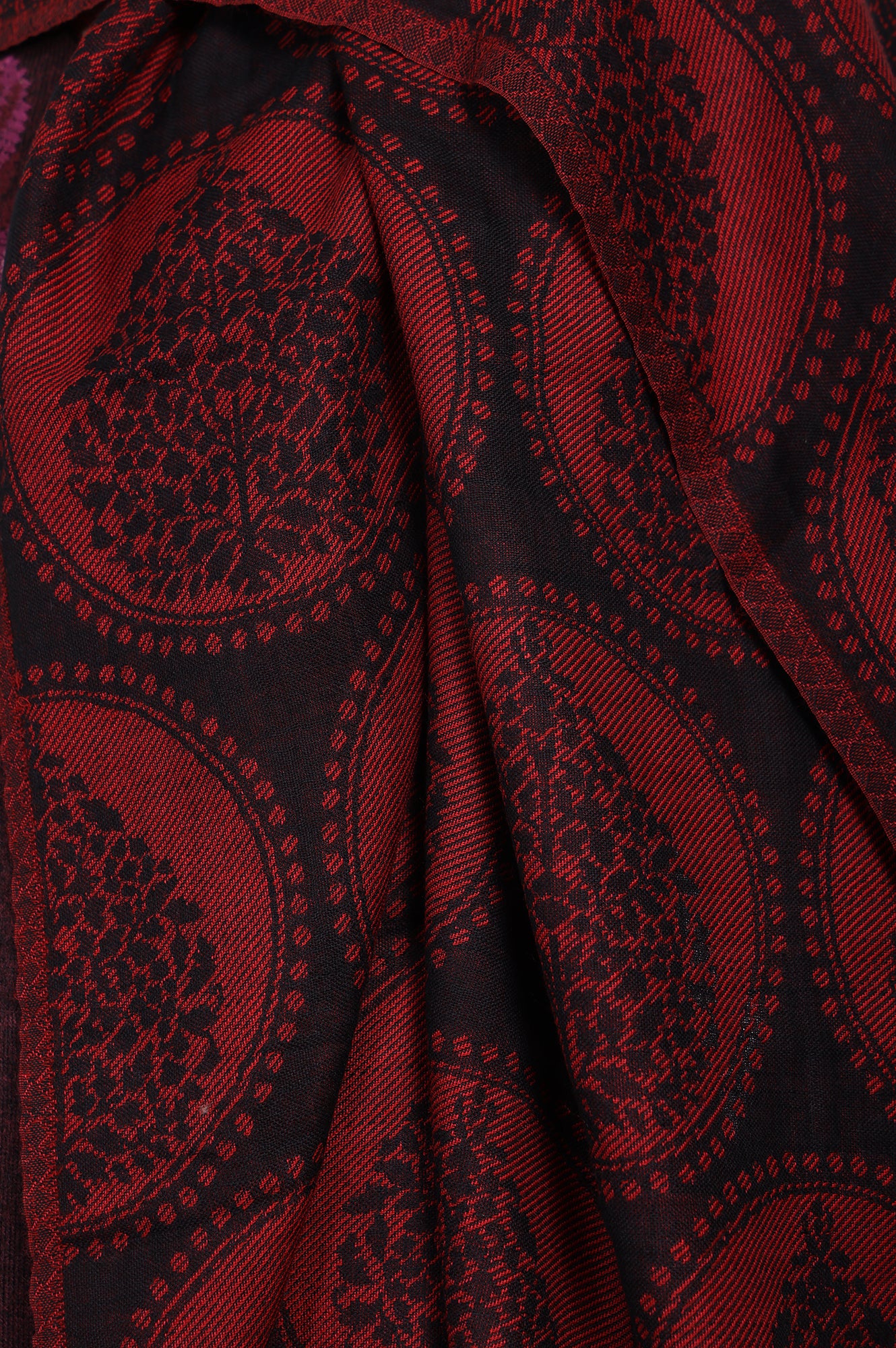 Maroon Ethnic Motifs Cotton Shawl